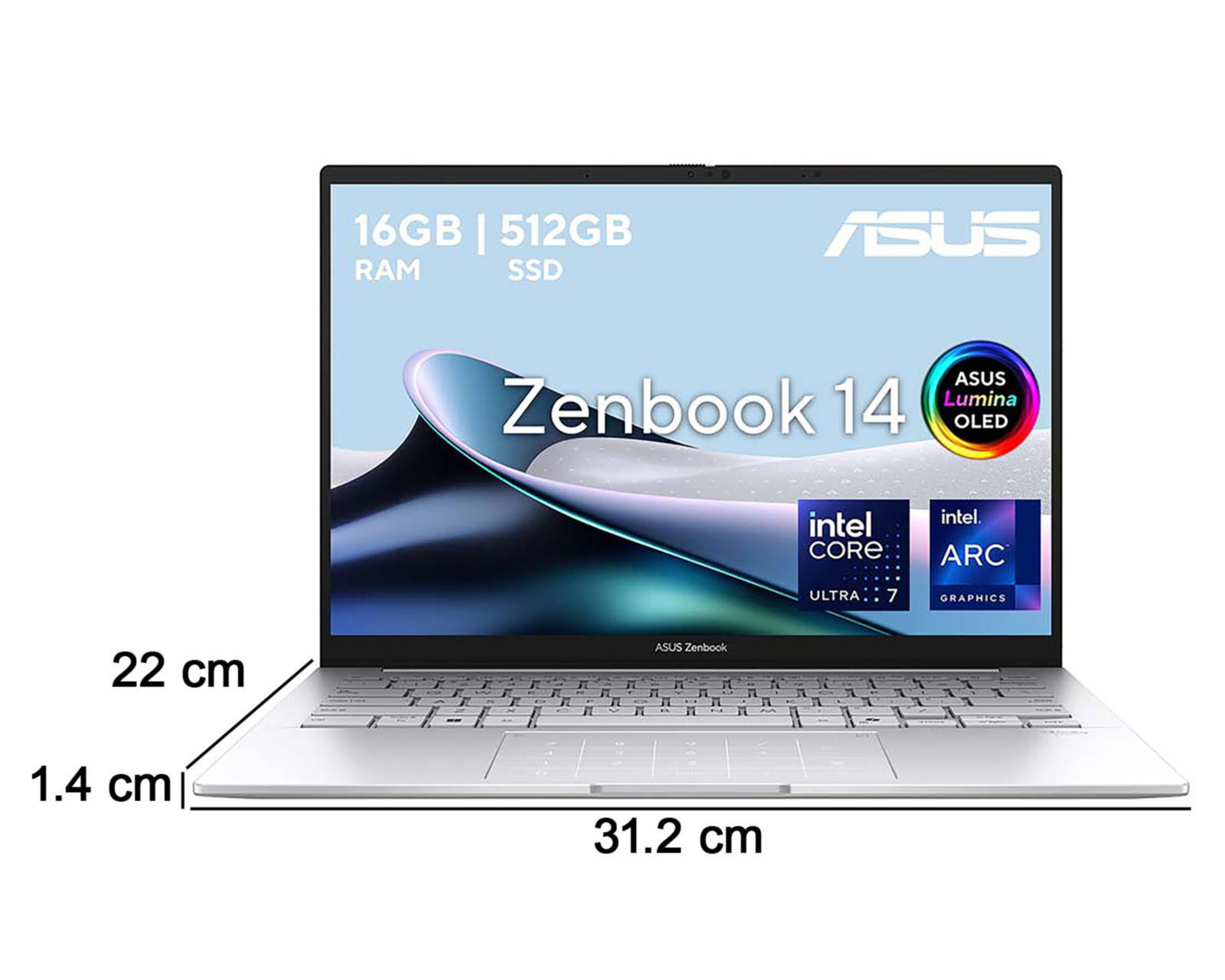 Foto 10 | Laptop Asus Zenbook 14 Pulgadas Windows 11 Home Intel Core Ultra 7 16 GB RAM 512 GB SSD Plateada