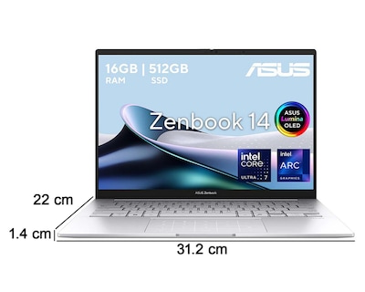 Foto 10 | Laptop Asus Zenbook 14 Pulgadas Windows 11 Home Intel Core Ultra 7 16 GB RAM 512 GB SSD Plateada