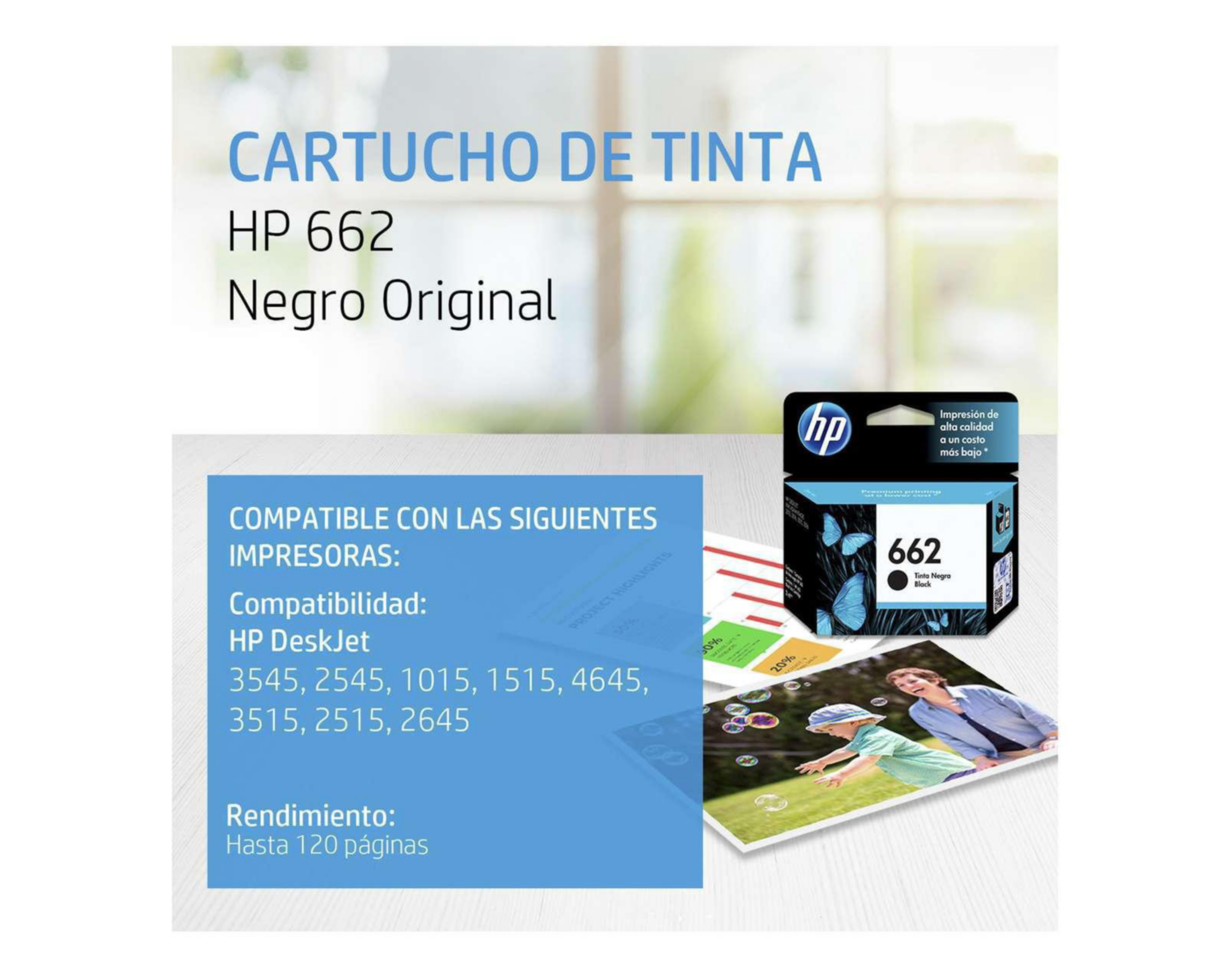 Foto 3 pulgar | Cartucho de Tinta Original HP 662 Negro