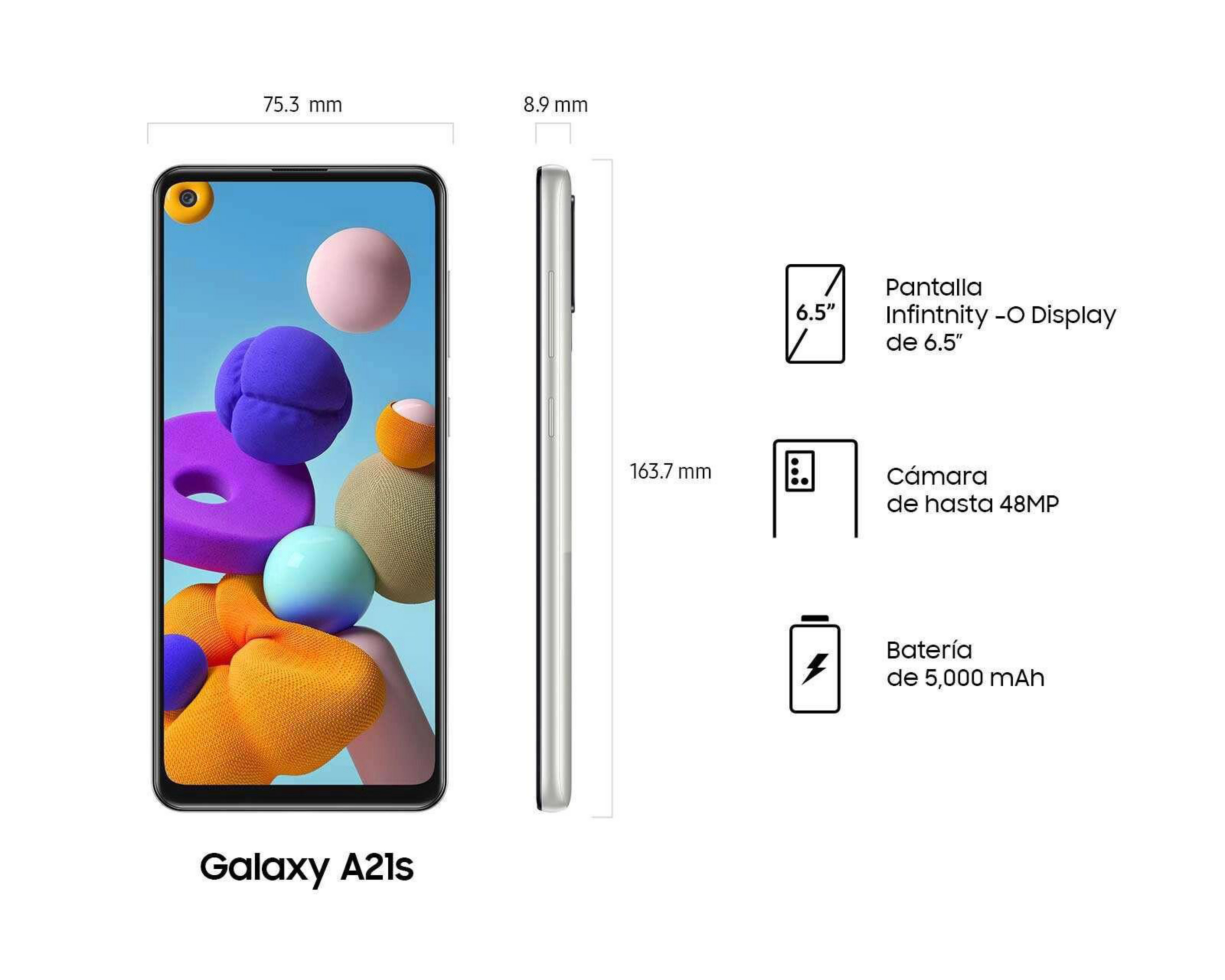 Foto 8 pulgar | ATT&T/Unefon Samsung Galaxy A21S 64 GB Plata
