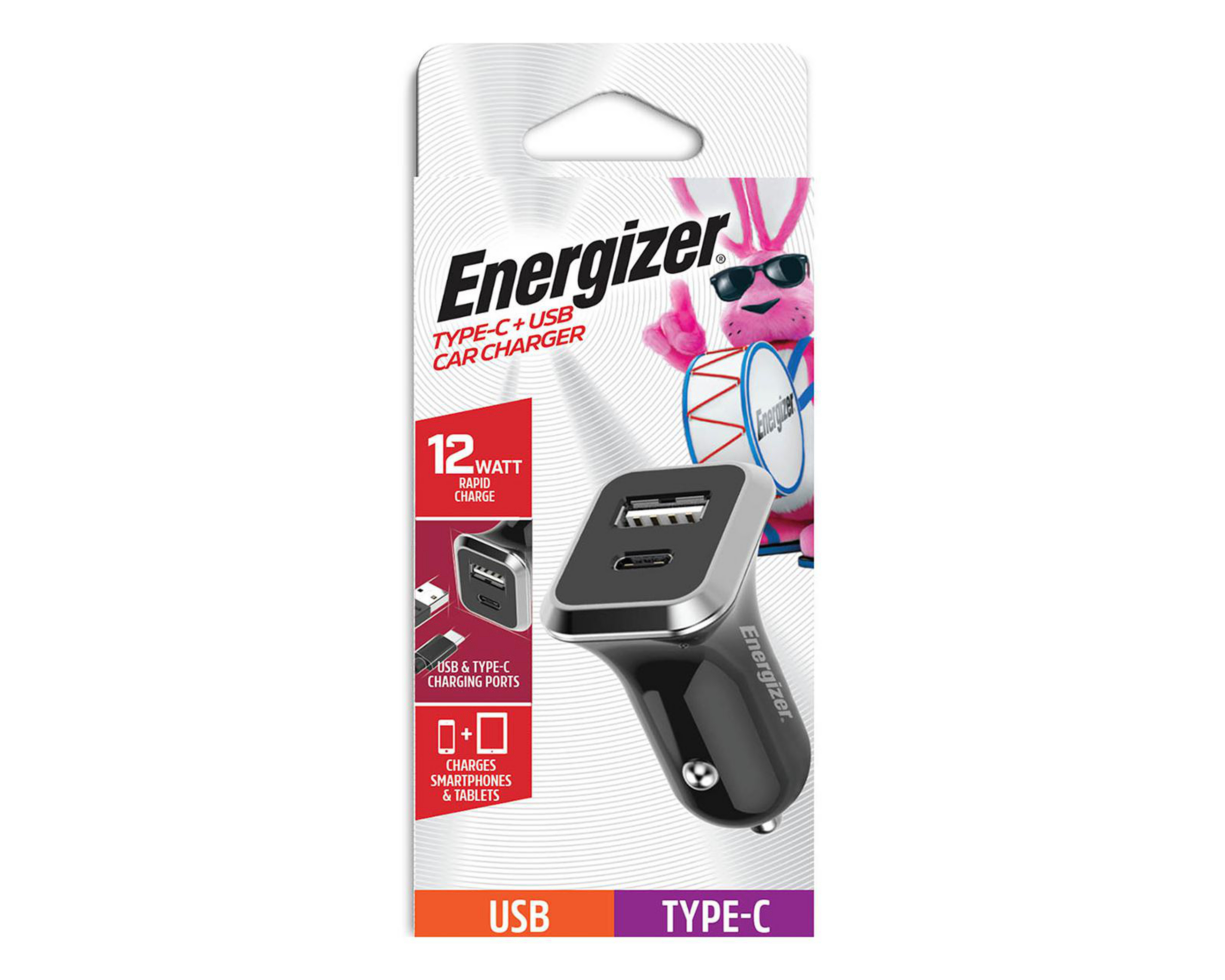 Foto 6 pulgar | Adaptador para Auto Energizer Doble Salida UBS-C 12W