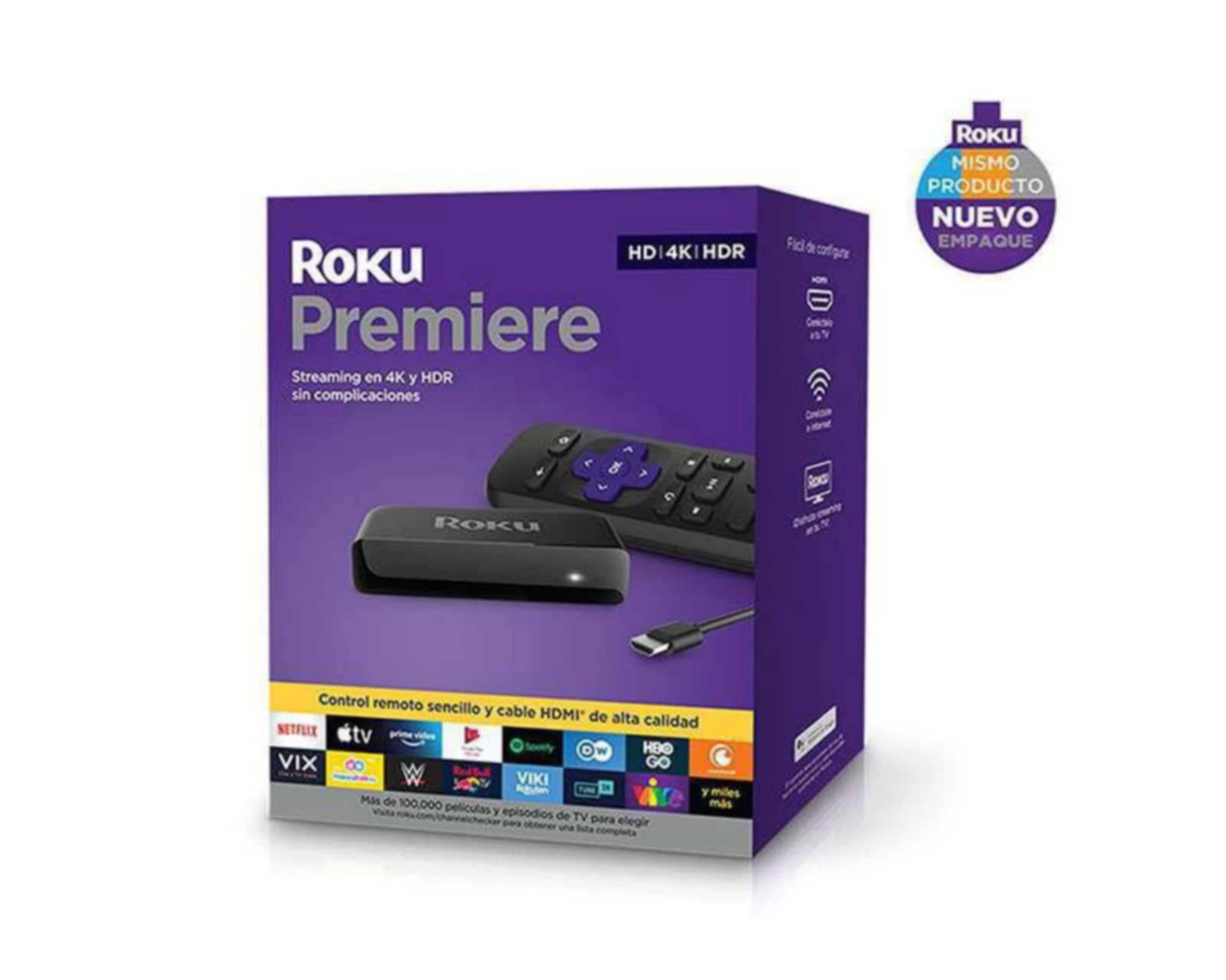 Foto 2 pulgar | Reproductor Streaming Roku Premiere HD/4K/HDR con Cable HDMI Premium