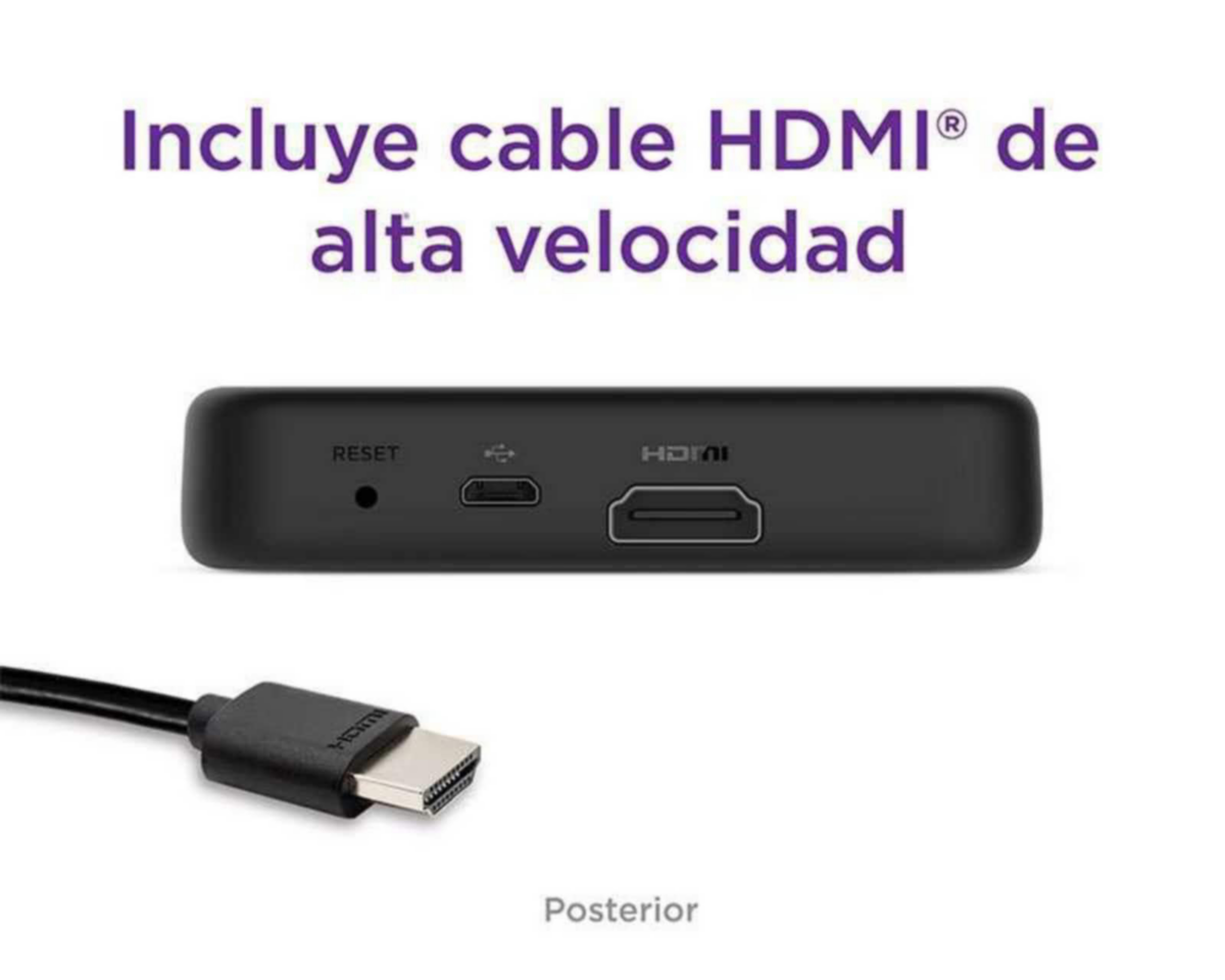 Foto 3 | Reproductor Streaming Roku Premiere HD/4K/HDR con Cable HDMI Premium