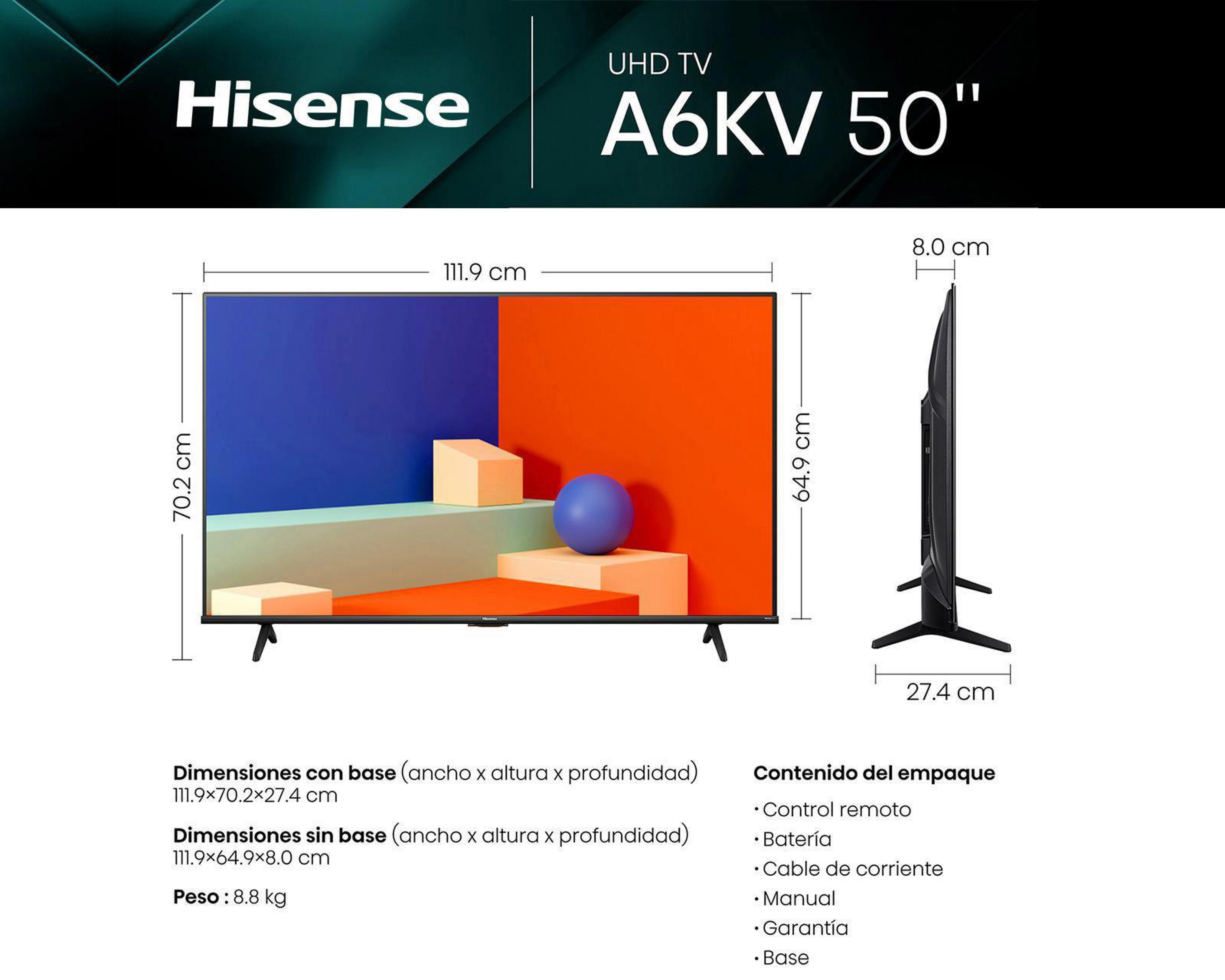 Foto 5 pulgar | Pantalla LED Hisense 50" Ultra HD 4K Smart TV 50A6KV