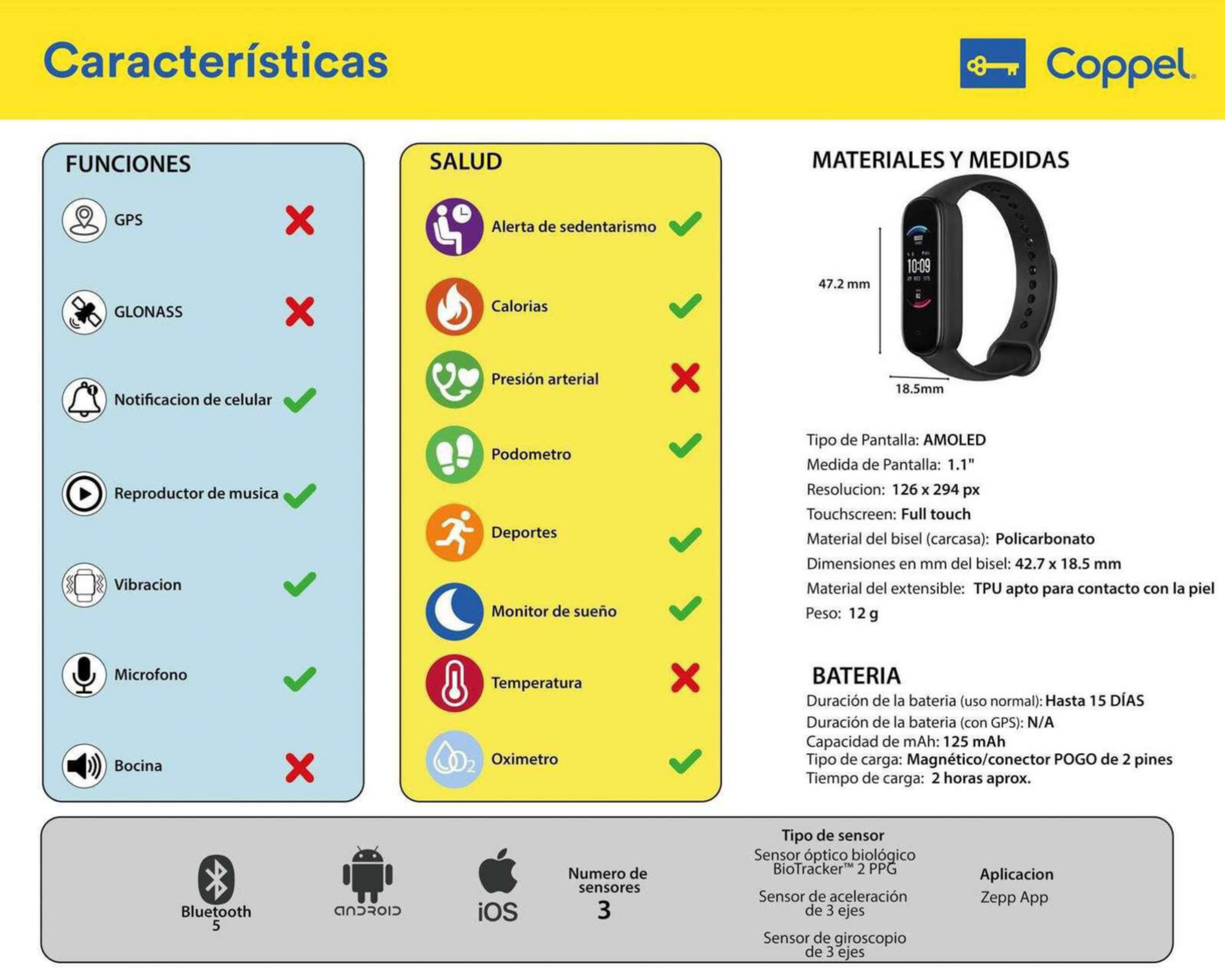Foto 10 pulgar | Fitband Amazfit Band 5 Negra