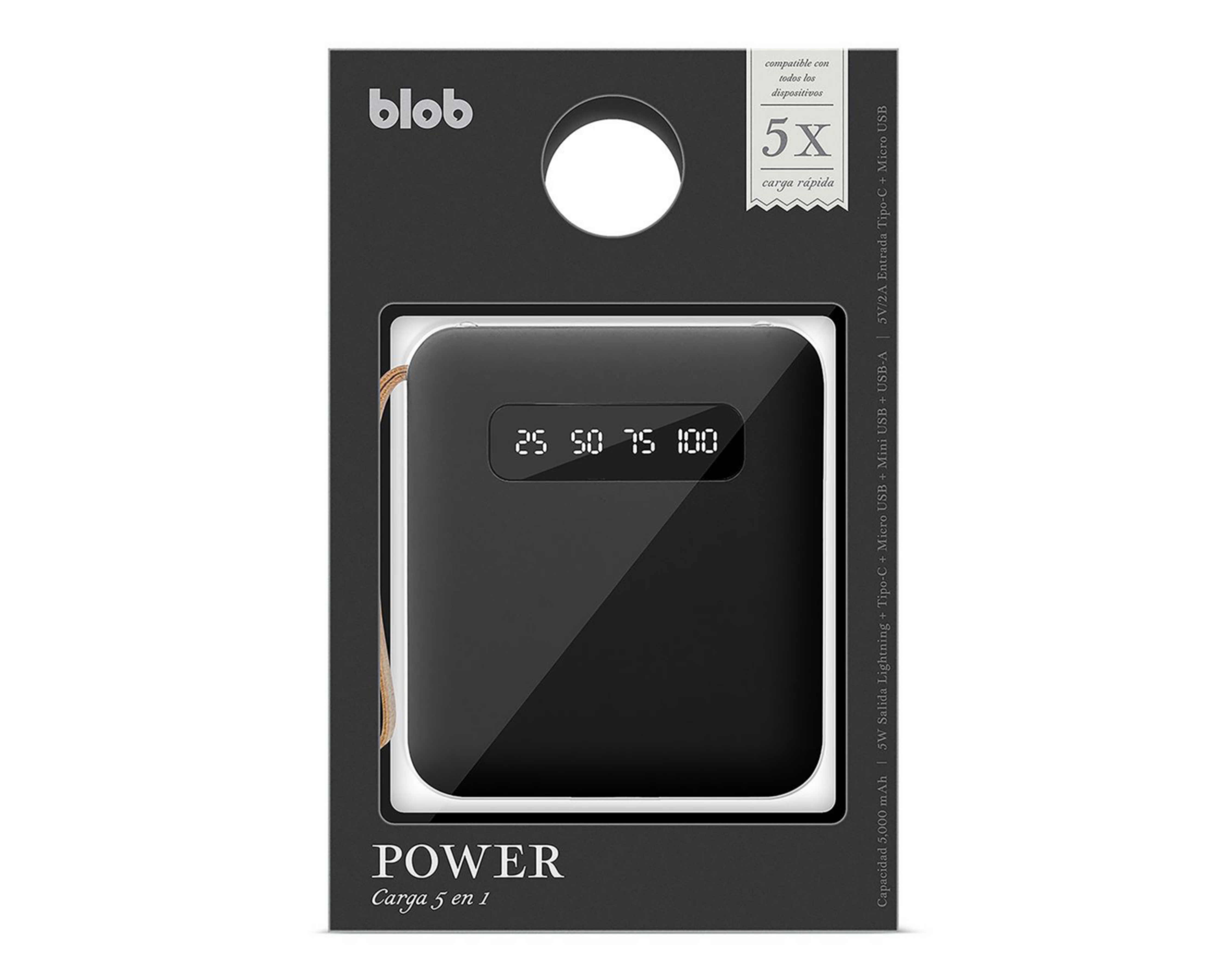 Foto 3 pulgar | Batería Portátil Blob 5000 mAh