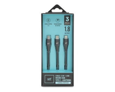 Foto 3 | Cable USB 3 en 1 de 1.8 Metros STF
