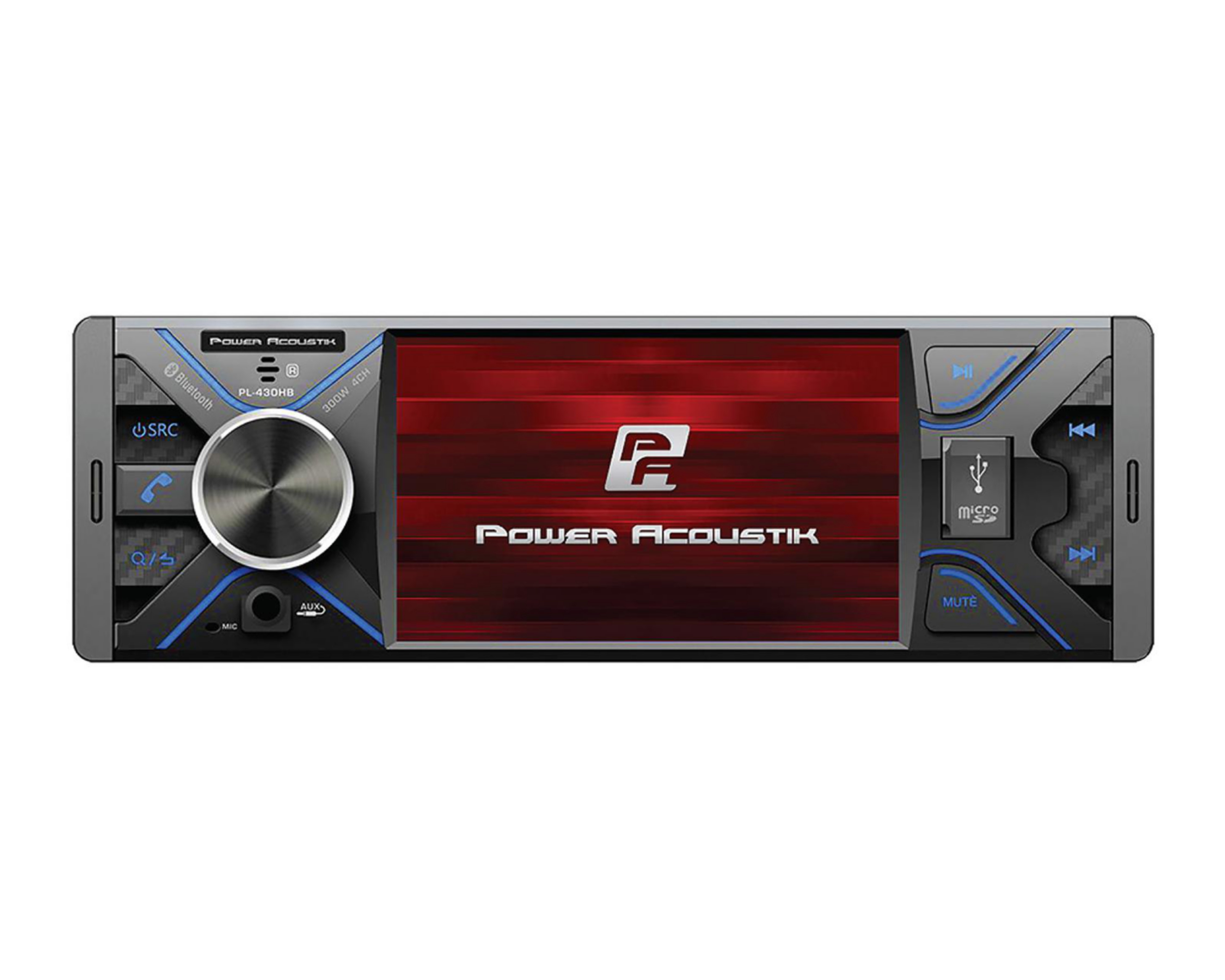 Autoestéreo Power Acoustik Multimedia sin CD PL-430HB de 4.3" Bluetooth Negro