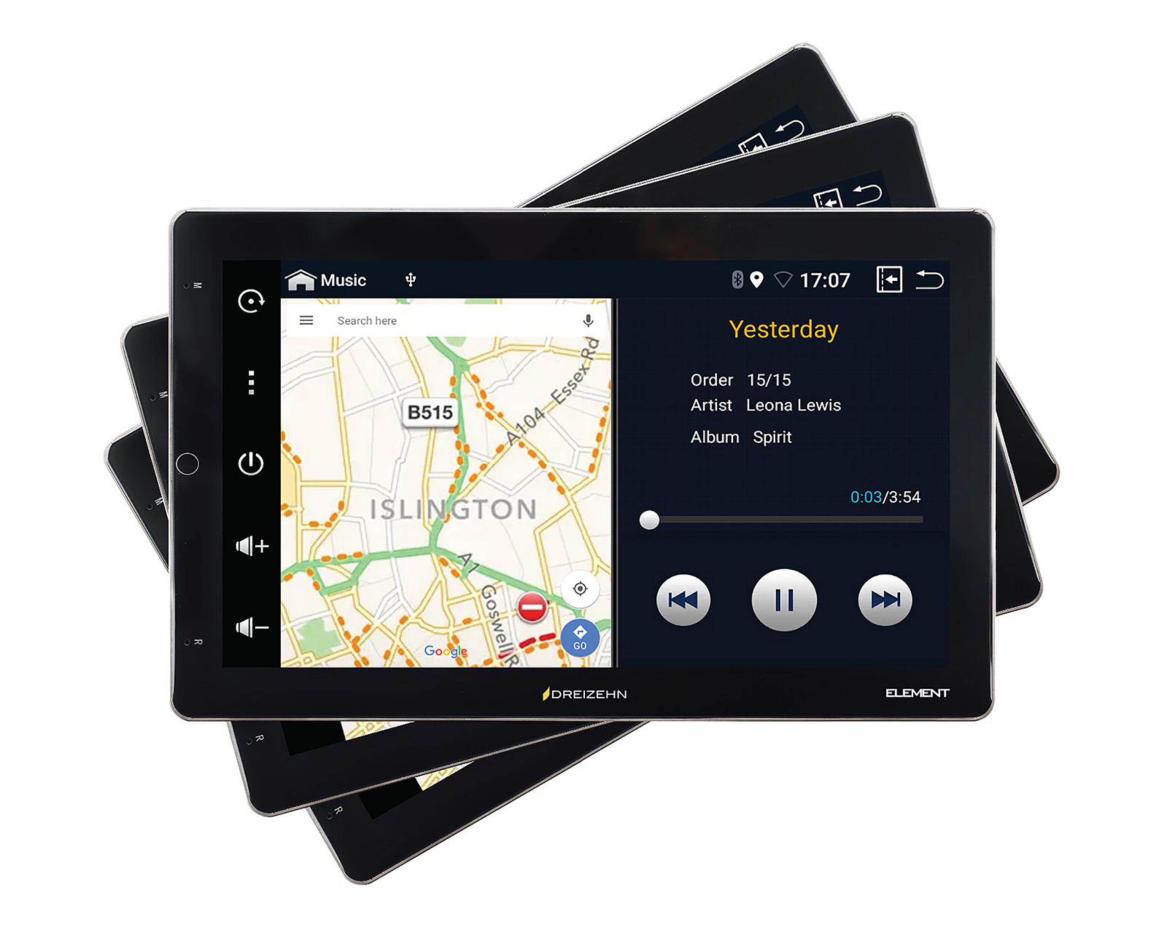 Autoestéreo Dreizehn Multimedia sin CD Element de 10" Bluetooth Compatible con Android Auto Negro