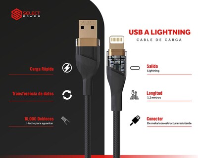 Foto 3 | Cable Select Power Tipo Lightning - USB de 1.2 Metros