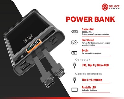Foto 4 | Batería Portátil Select Power 10000 mAh
