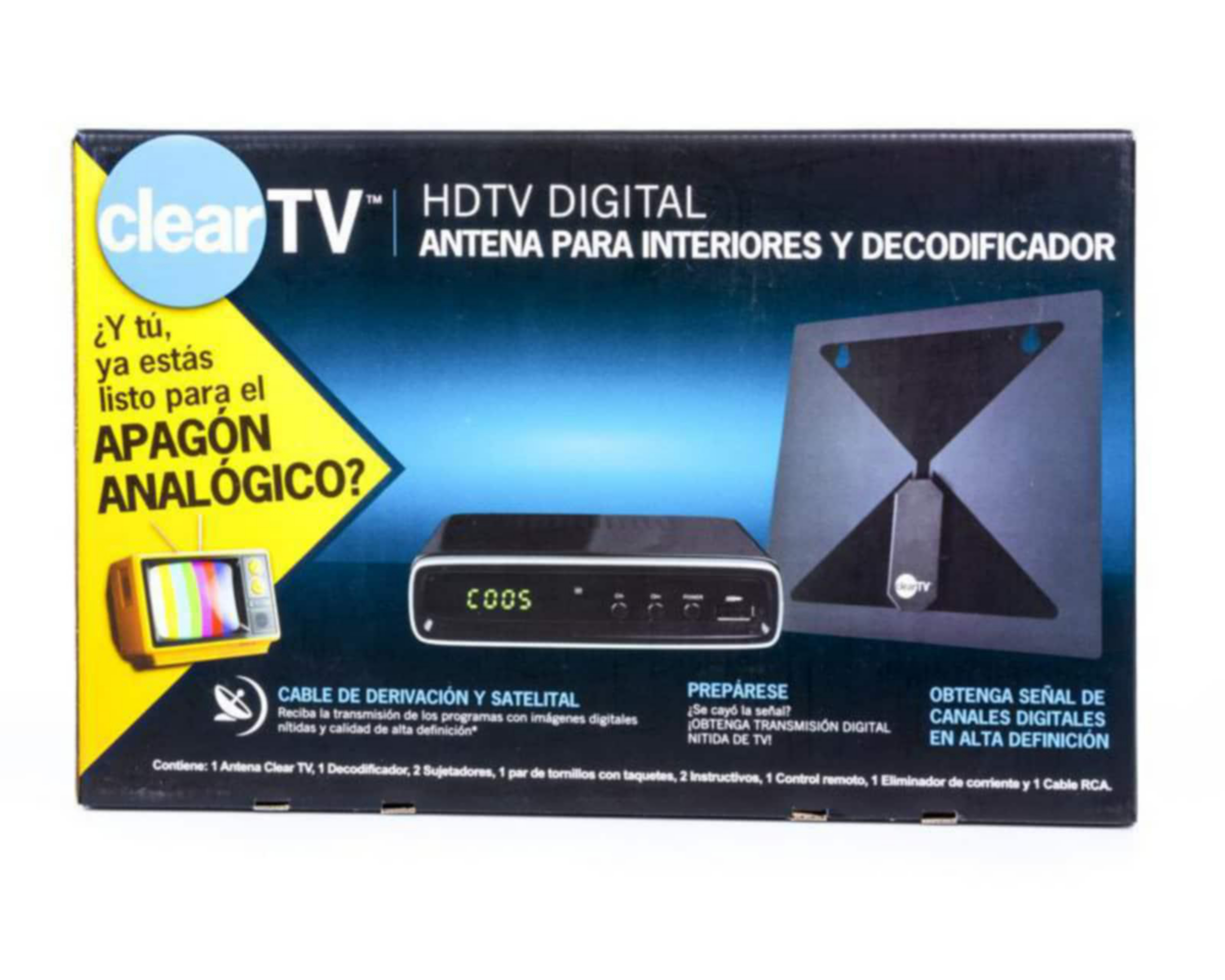 Antena y decodificador Clear TV STB-1306 Negros