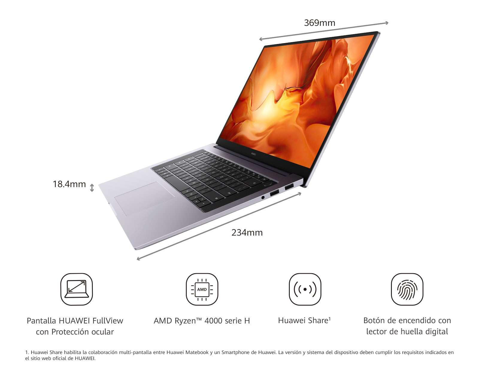 Foto 6 pulgar | Laptop Huawei Matebook D16 de 16.1" AMD Ryzen 5 4600H  16 GB RAM 512 GB Gris