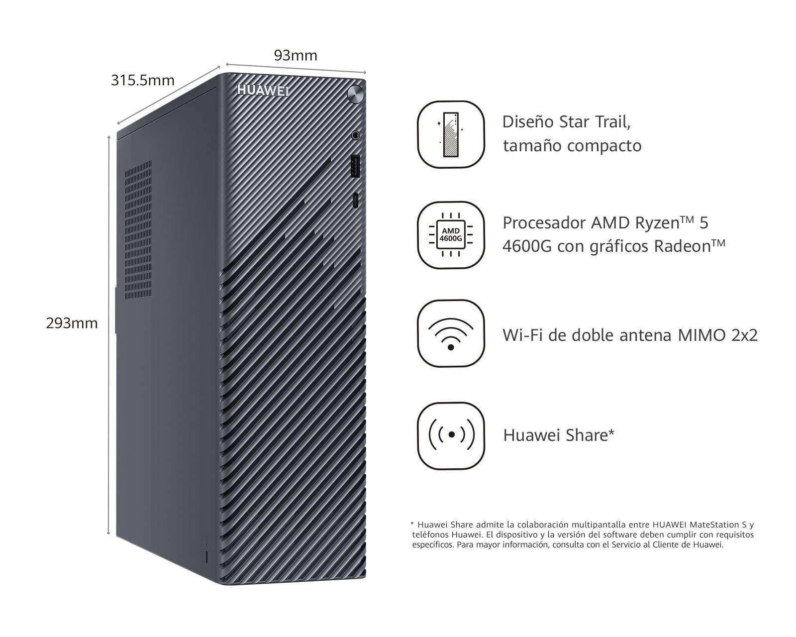 Foto 6 pulgar | CPU Huawei Matestation S Windows 10 Home AMD Ryzen 5 8 GB RAM 256 GB SSD Gris