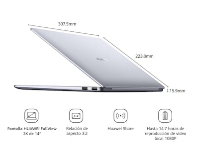 Foto 6 | Laptop Huawei Matebook 14" Intel Core i5 8 GB RAM 512 GB SSD Gris