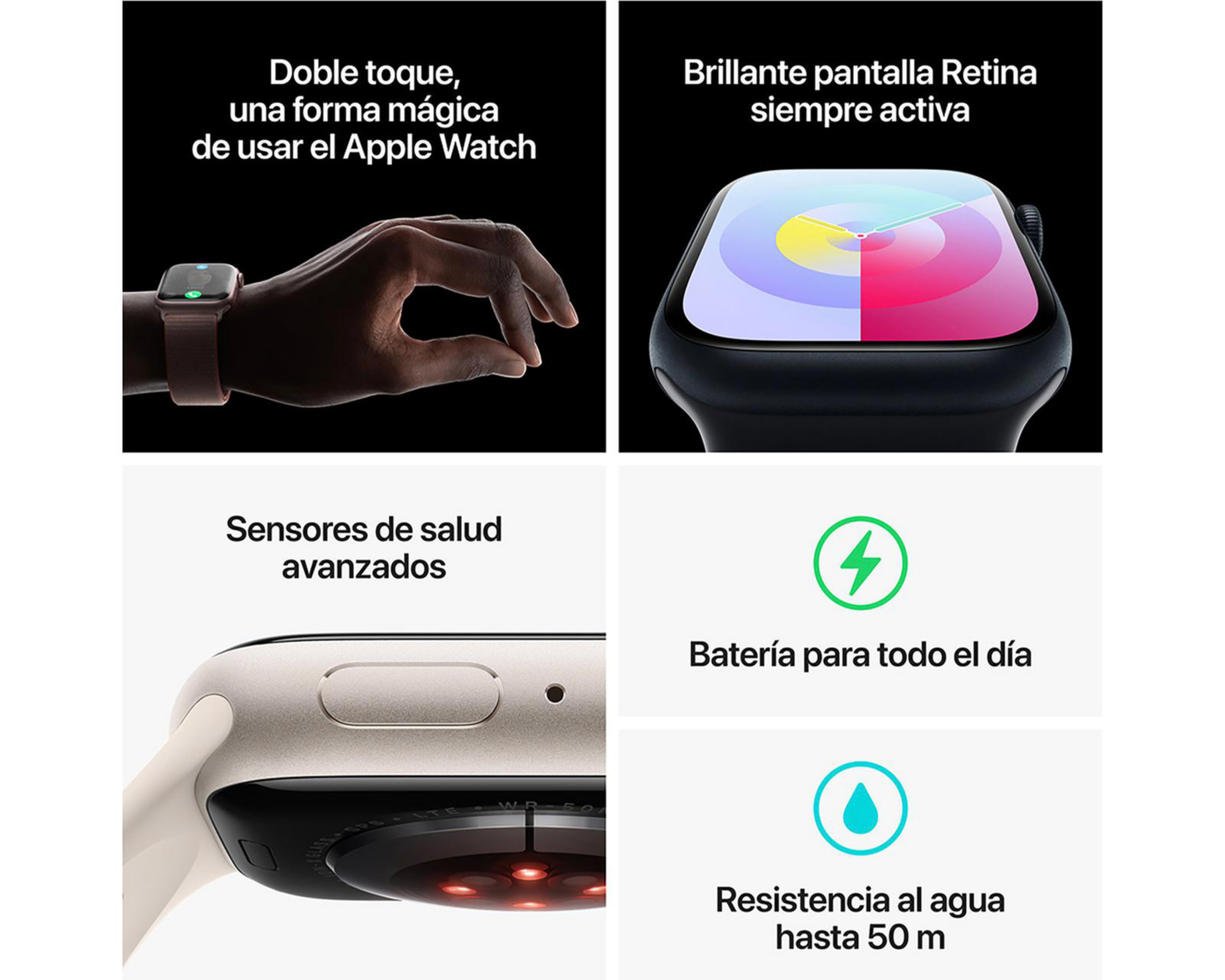 Foto 5 pulgar | Apple Watch Series 9 45 mm GPS + Servicio Celular Negro Medianoche