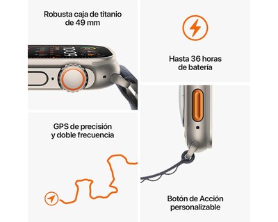Foto 4 | Apple Watch Ultra 2 GPS + Celular 49 mm Negro Azul