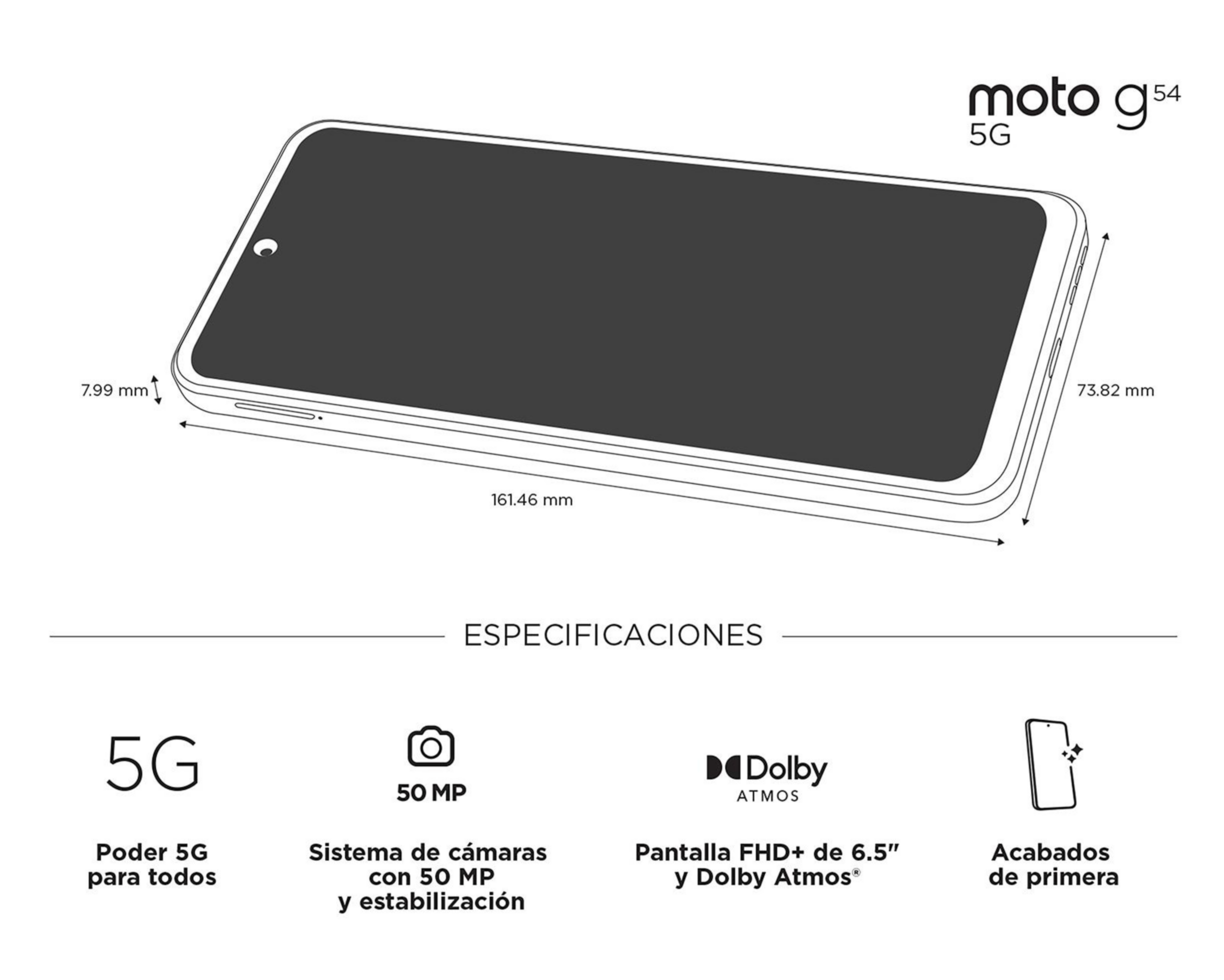 Foto 7 pulgar | AT&T/Unefon Motorola Moto G54 128 GB Azul