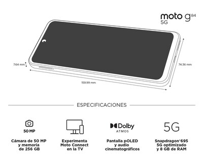 Foto 6 | AT&T/Unefon Motorola Moto G84 256 GB Negro