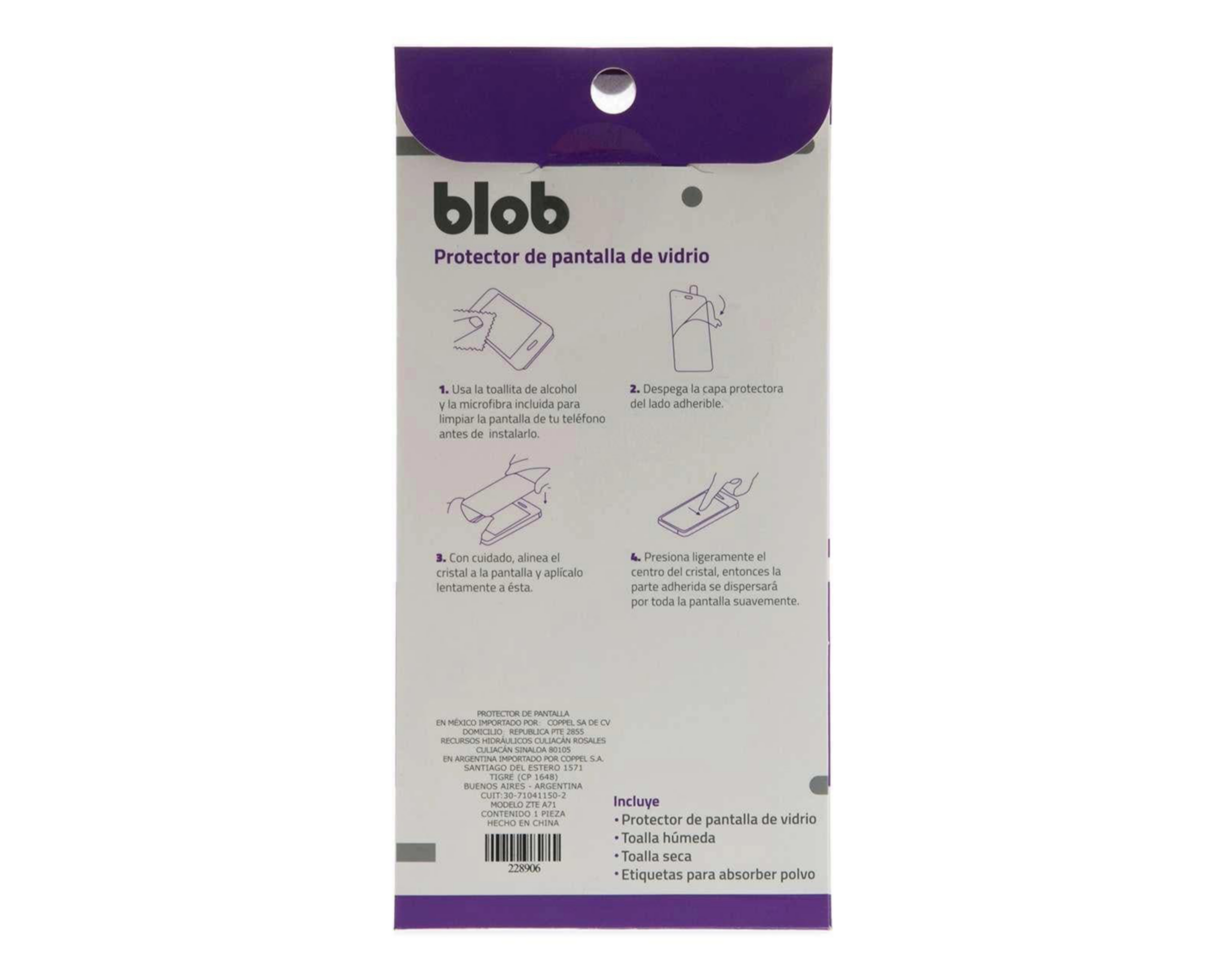 Foto 3 pulgar | Protector de Pantalla Blob para ZTE A71