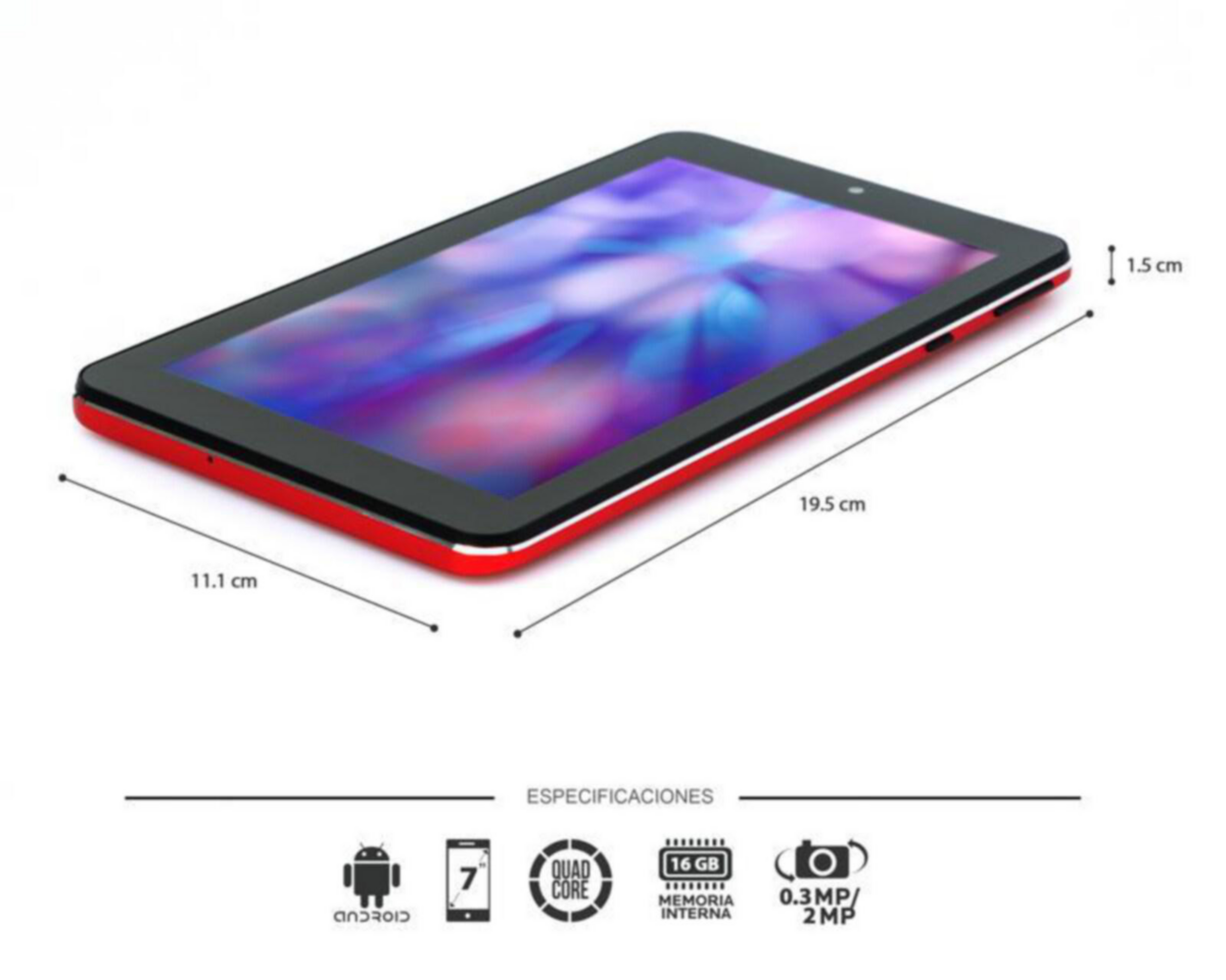 Foto 8 pulgar | Tablet Techpad 716 7" 16 GB Wi-Fi Android 1 GB Roja