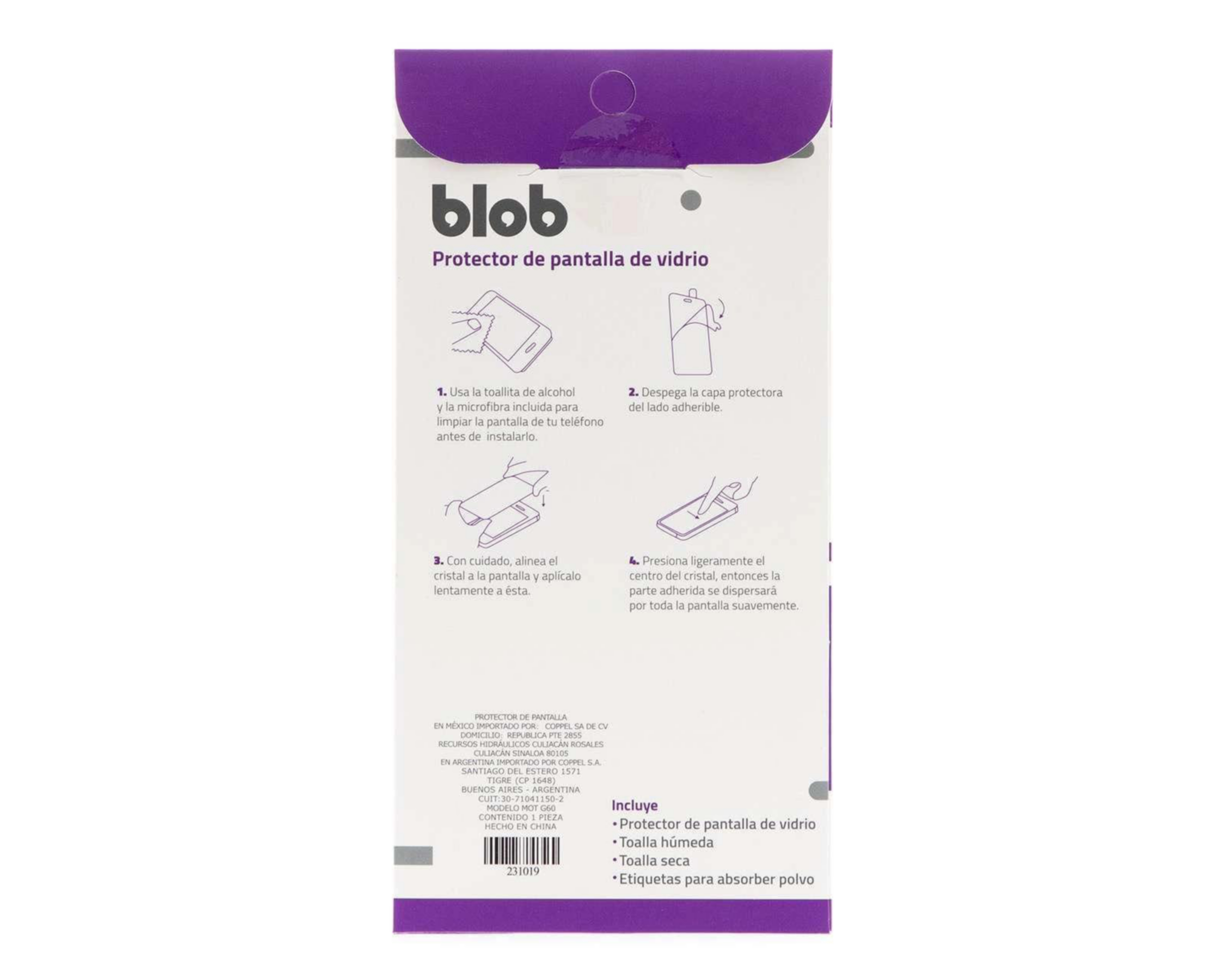 Foto 3 pulgar | Protector de Pantalla de Vidrio para Motorola Moto G60
