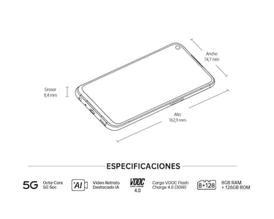 Foto 8 | Telcel OPPO Reno5 Z 128 GB Azul