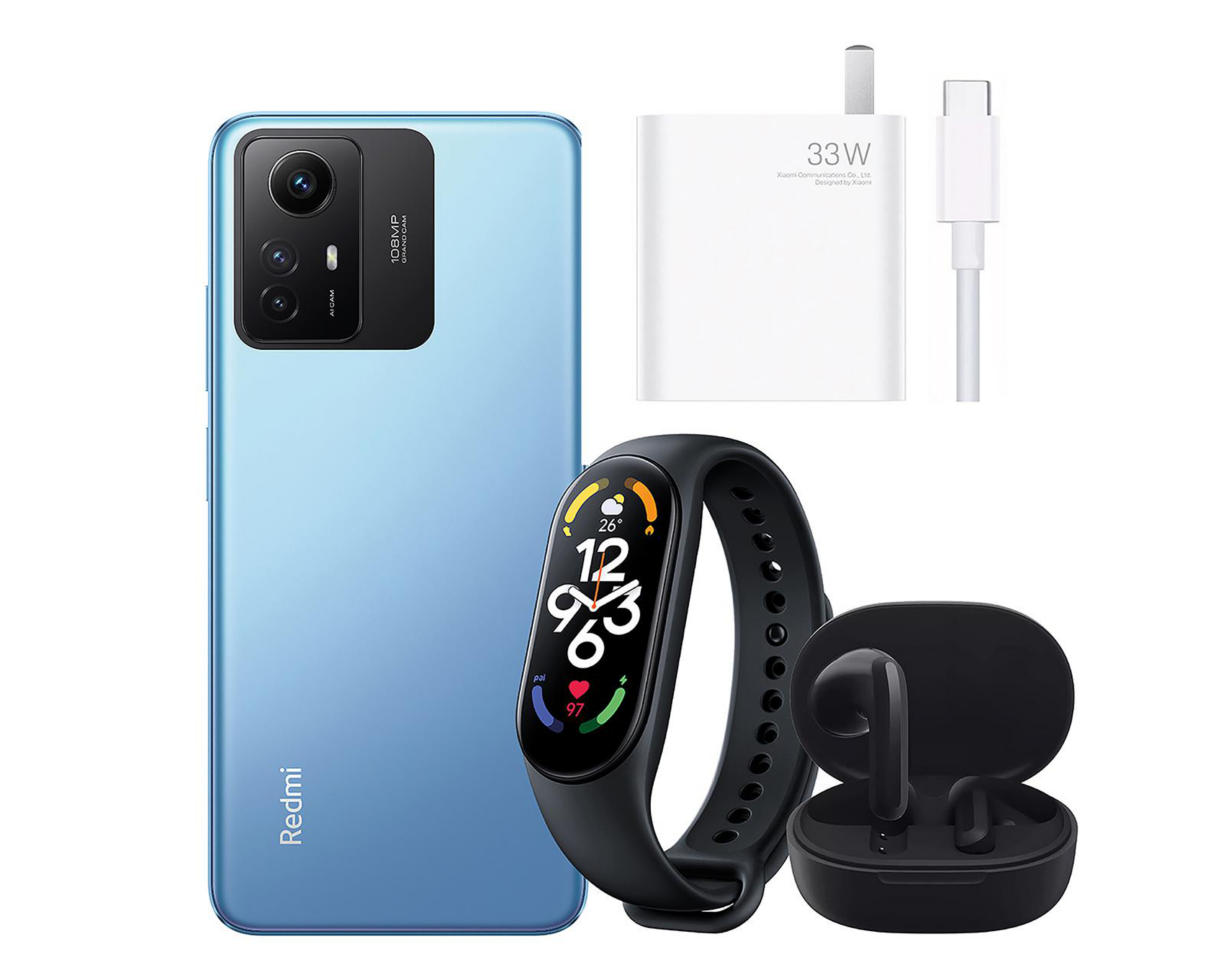 Foto 6 pulgar | AT&T/Unefon Xiaomi Redmi Note 12S 256 GB Azul + Fitband y Audífonos