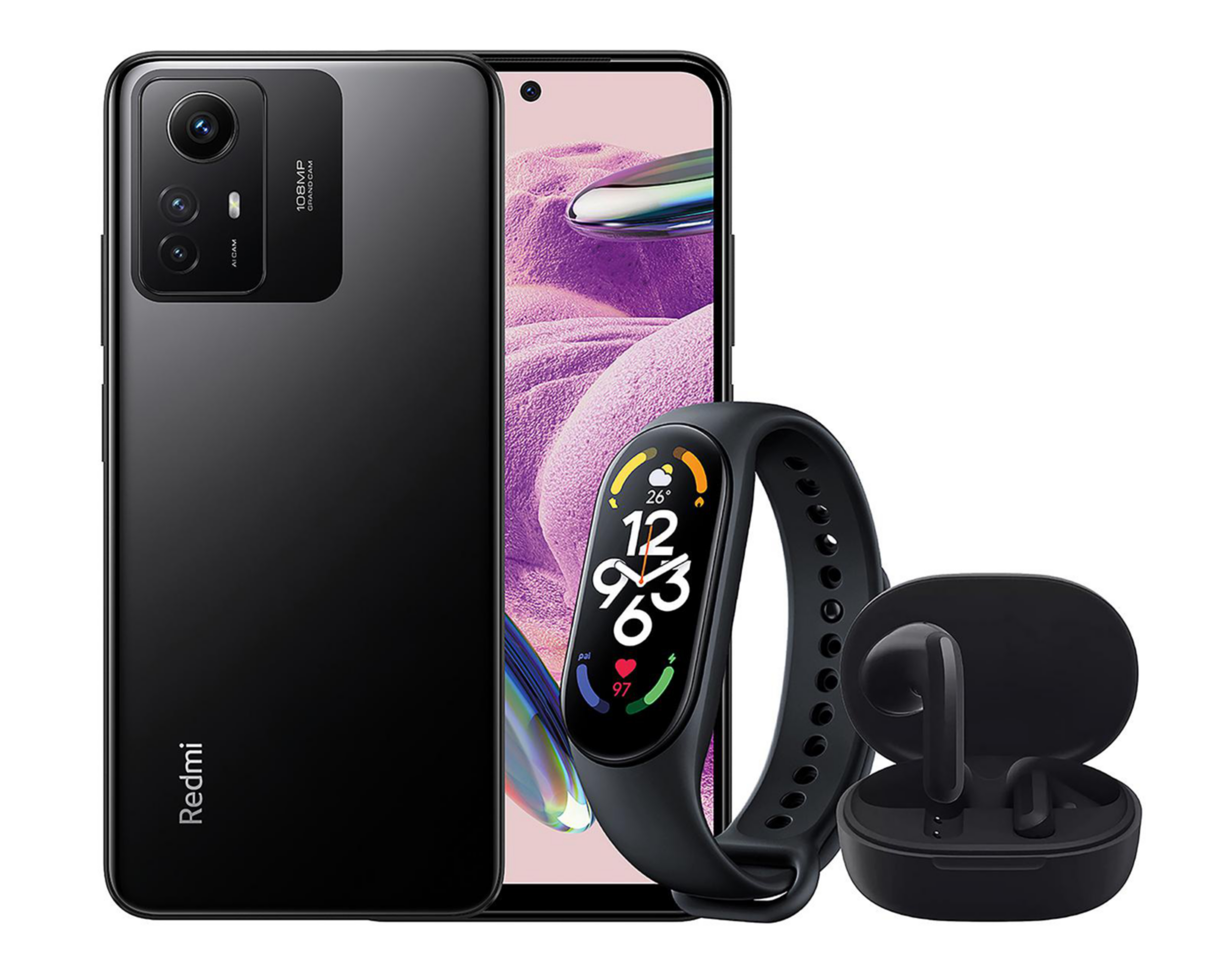 Foto 1 | AT&T/Unefon Xiaomi Redmi Note 12S 256 GB Negro + Smart Band y Audífonos