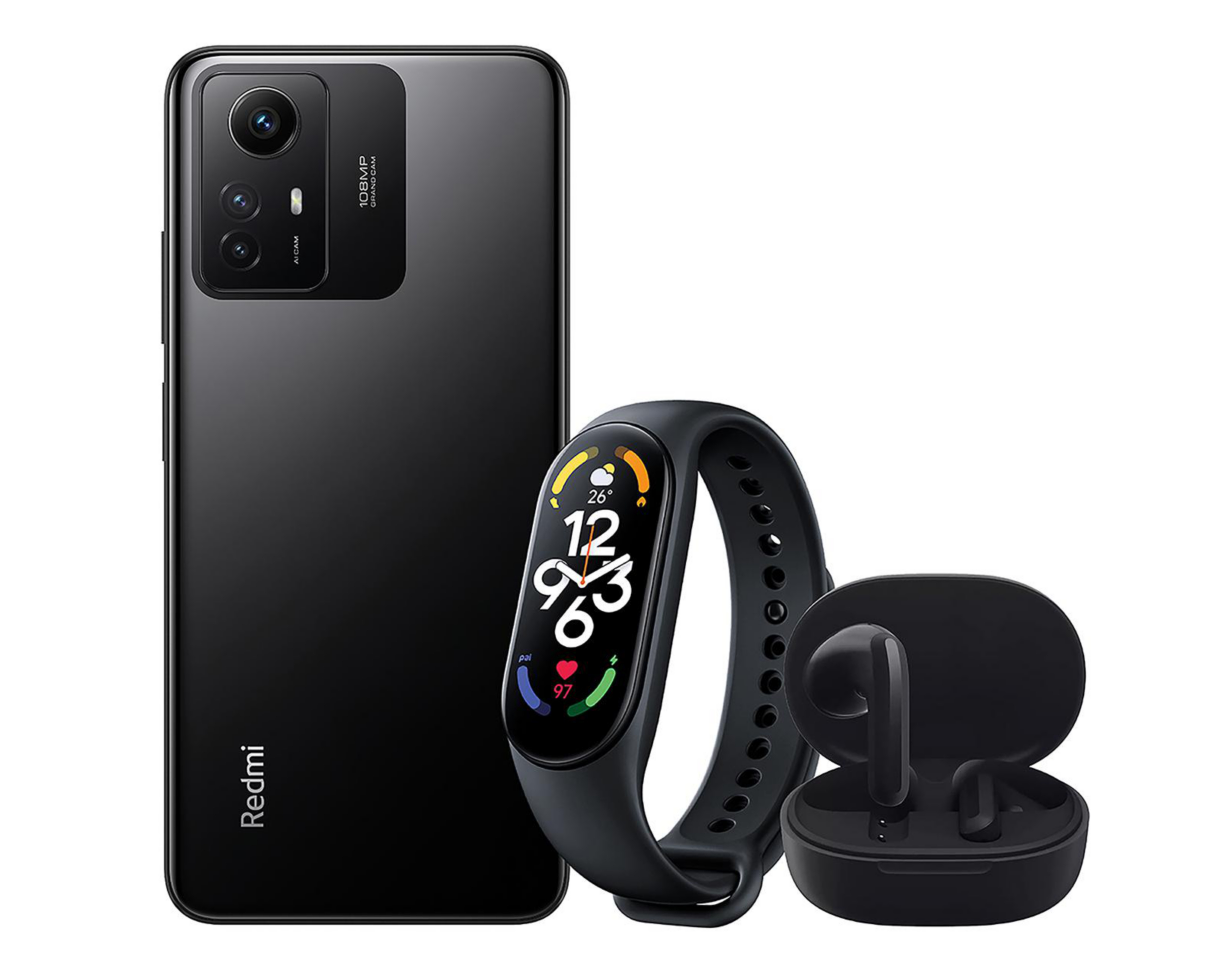 Foto 3 pulgar | AT&T/Unefon Xiaomi Redmi Note 12S 256 GB Negro + Smart Band y Audífonos