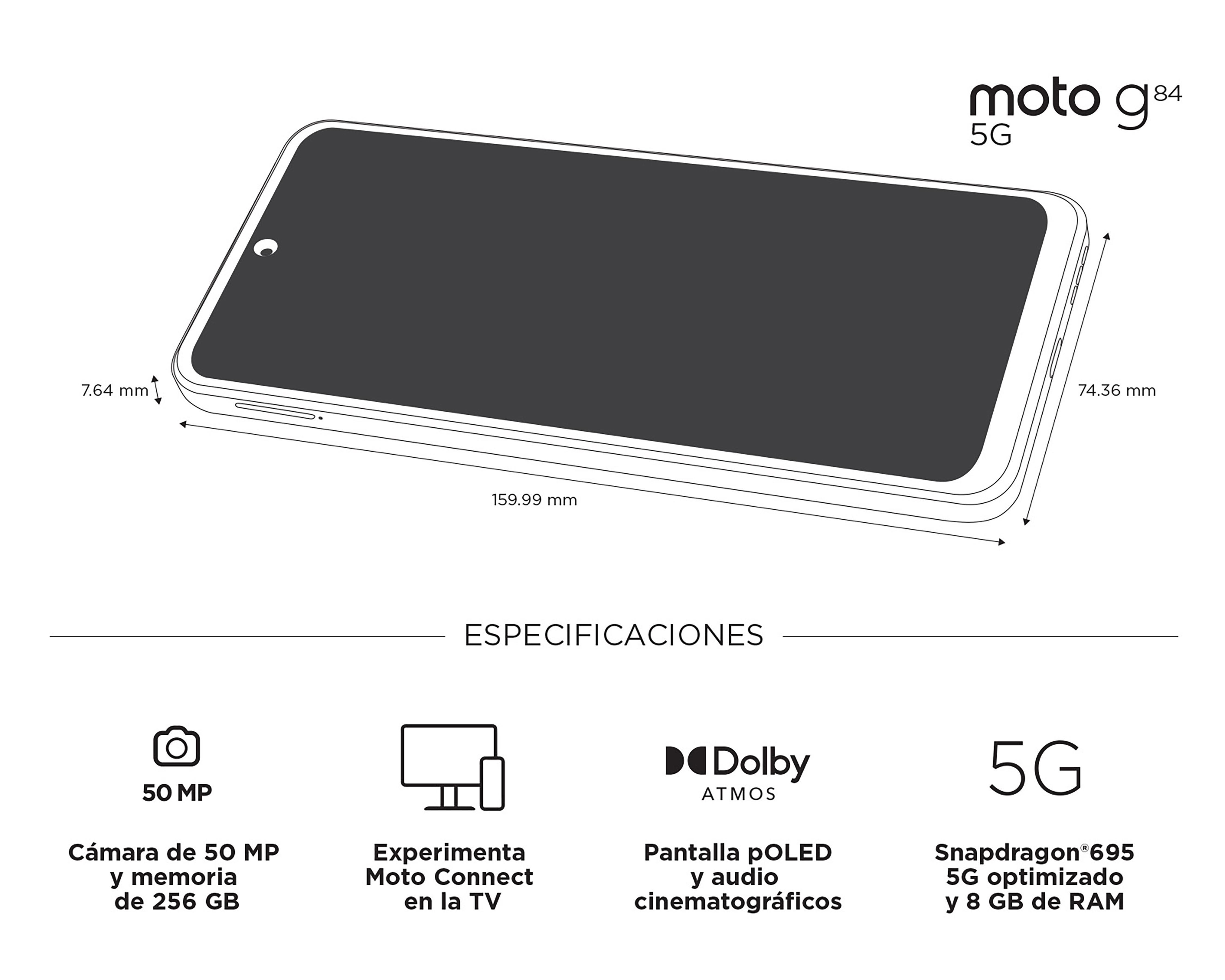 Foto 10 pulgar | Telcel Motorola Moto G84 5G 256 GB Azul