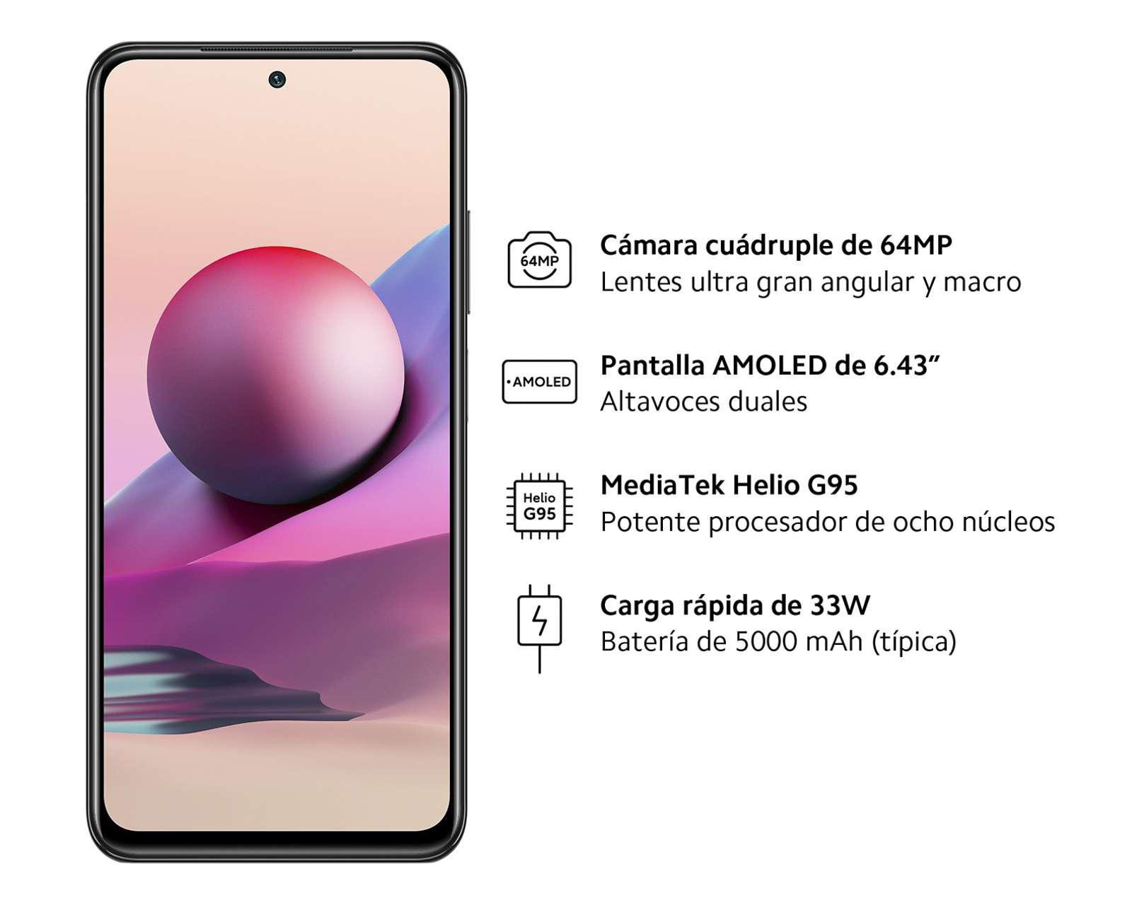 Foto 7 pulgar | AT&T/Unefon Xiaomi Redmi Note 10S 128 GB Gris