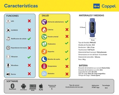 Foto 5 | Fitband Fitbit Ace 3 Azul