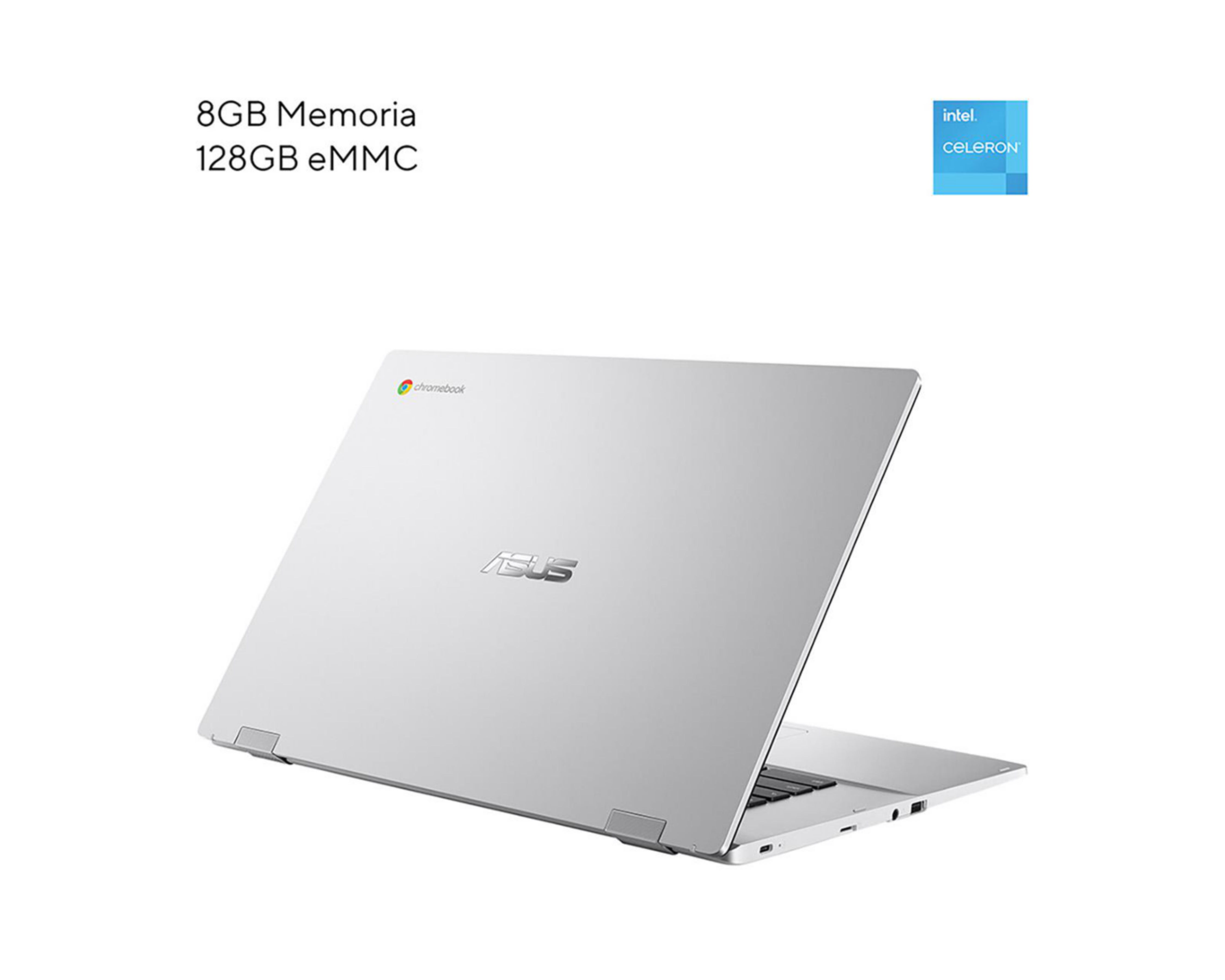 Foto 4 pulgar | Laptop Asus Chromebook 15.6" Chrome Os Intel Celeron 8 GB RAM 128 GB eMMC Plata