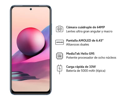 Foto 7 | Celular Xiaomi Desbloqueado Redmi Note 10S 128 GB Azul
