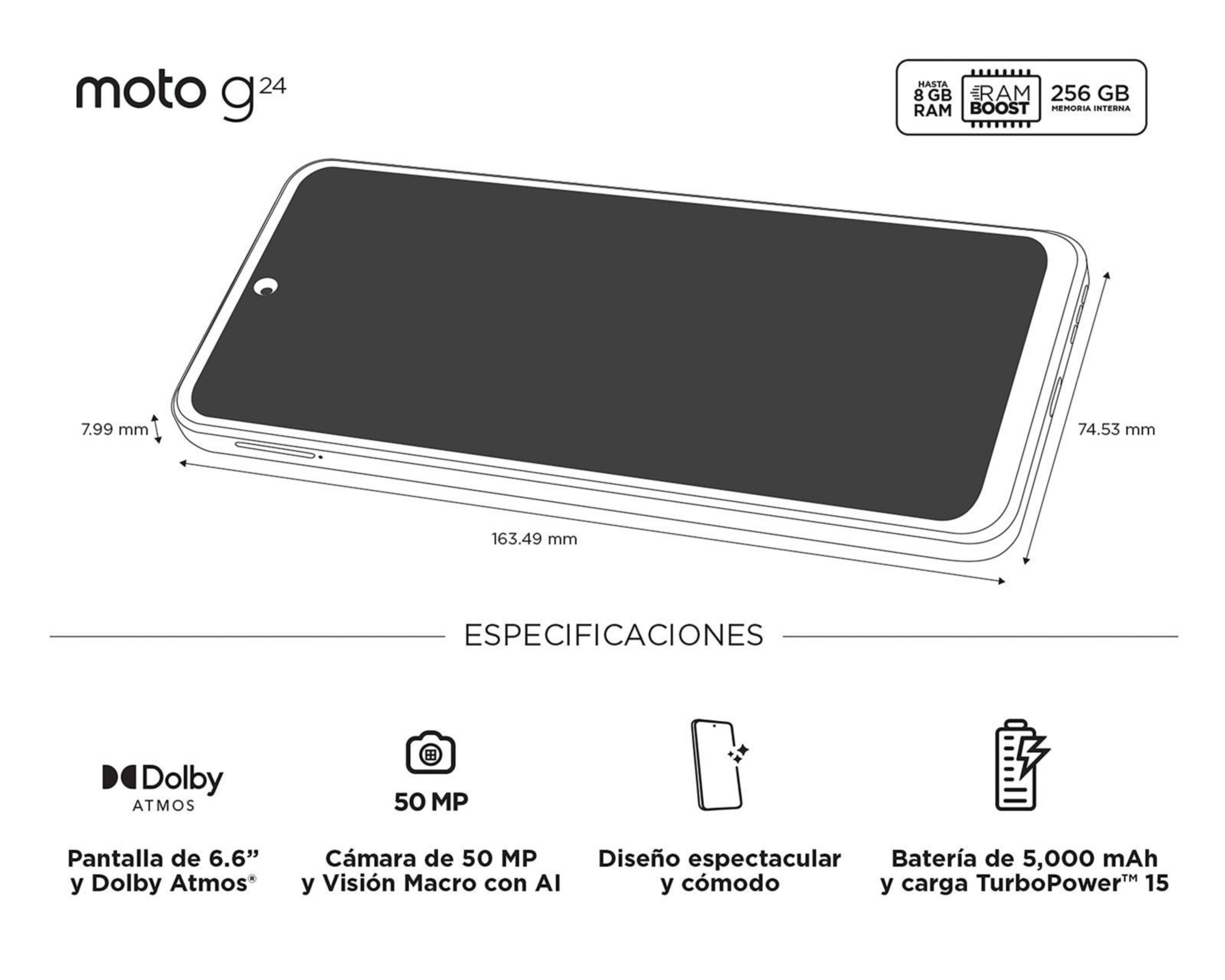 Foto 8 | Celular Motorola Desbloqueado G24 128 GB Gris