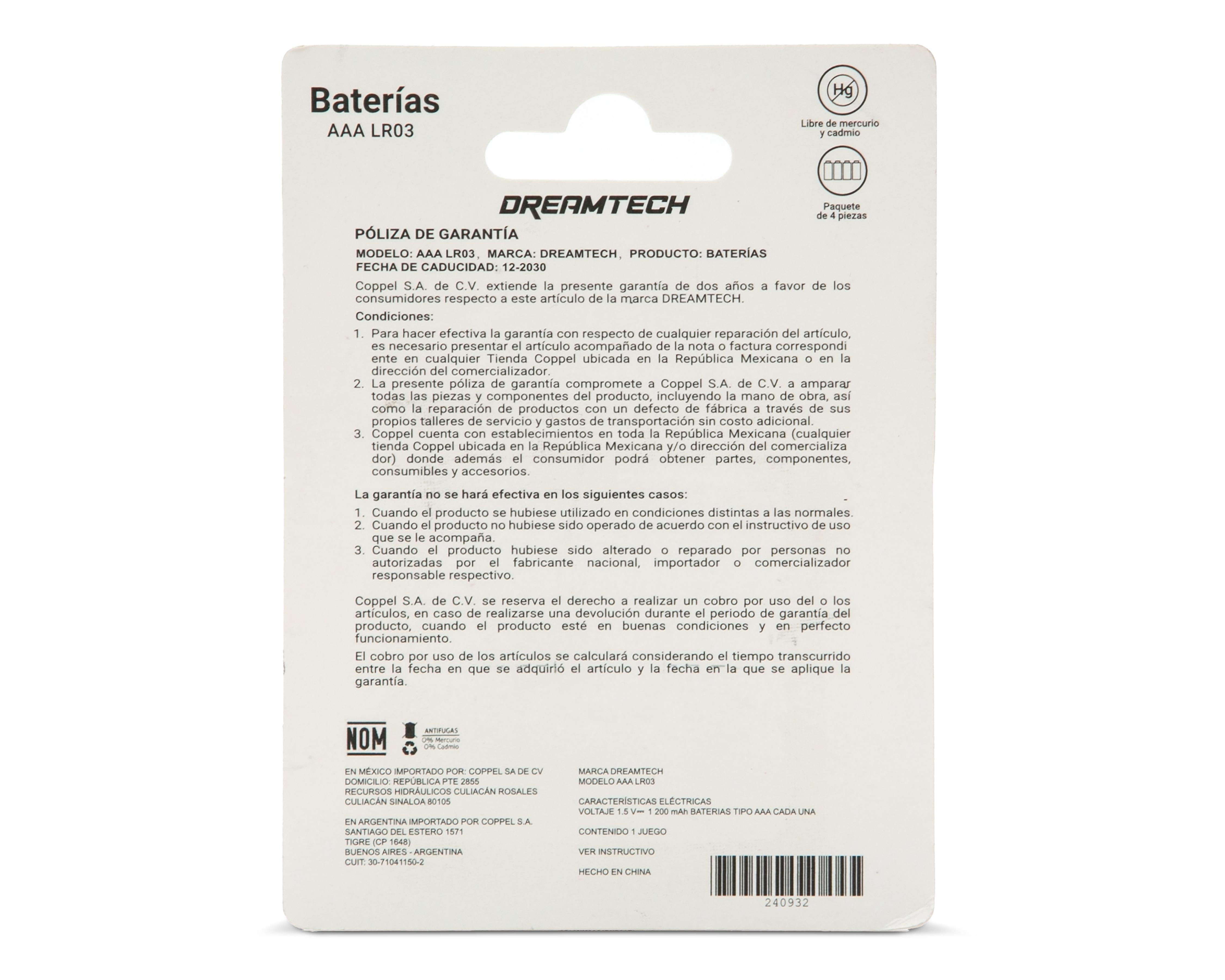 Foto 2 | Baterías Alcalinas Dreamtech AAA 4 Piezas