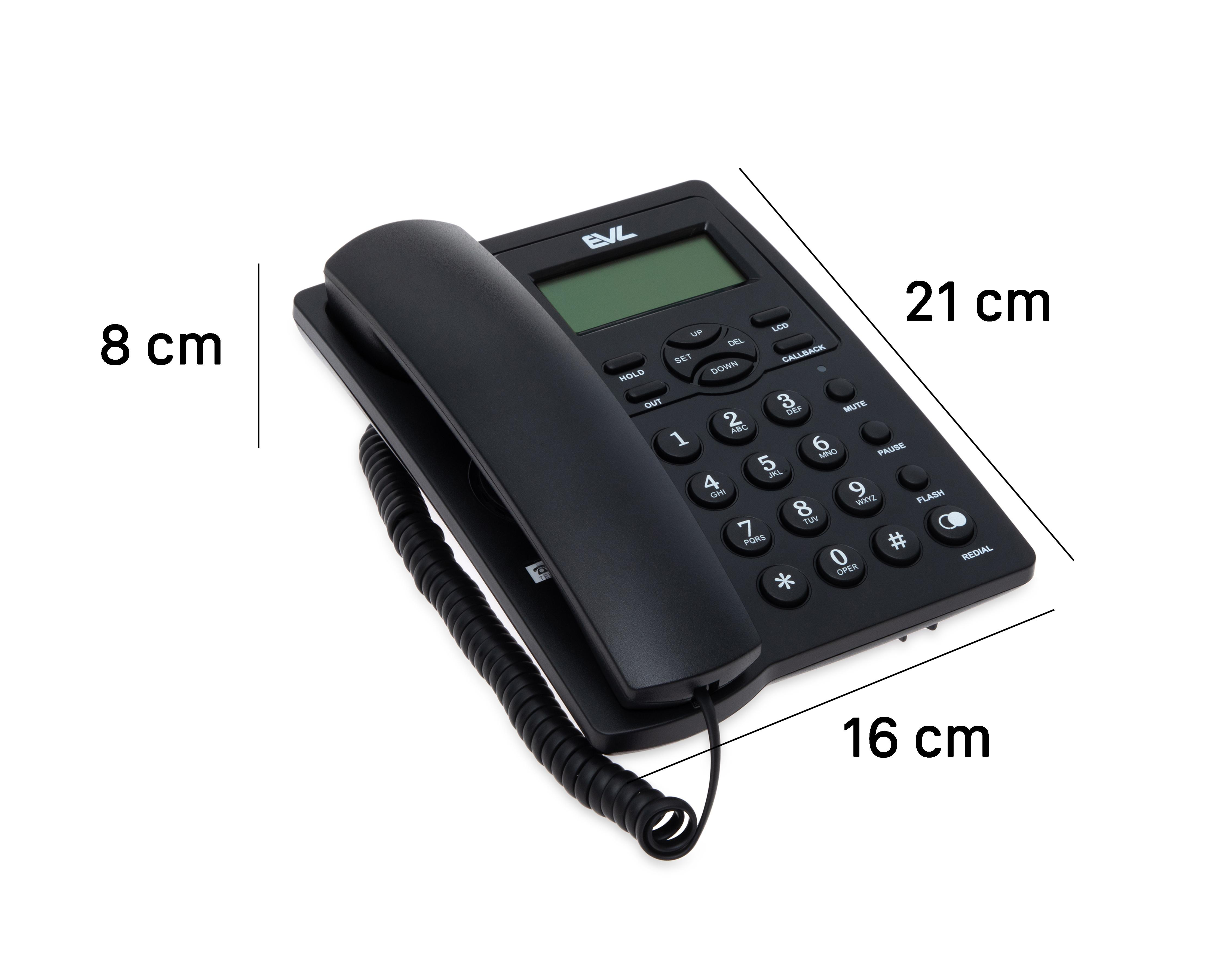 Foto 6 pulgar | Teléfono Alámbrico EVL C16 Negro