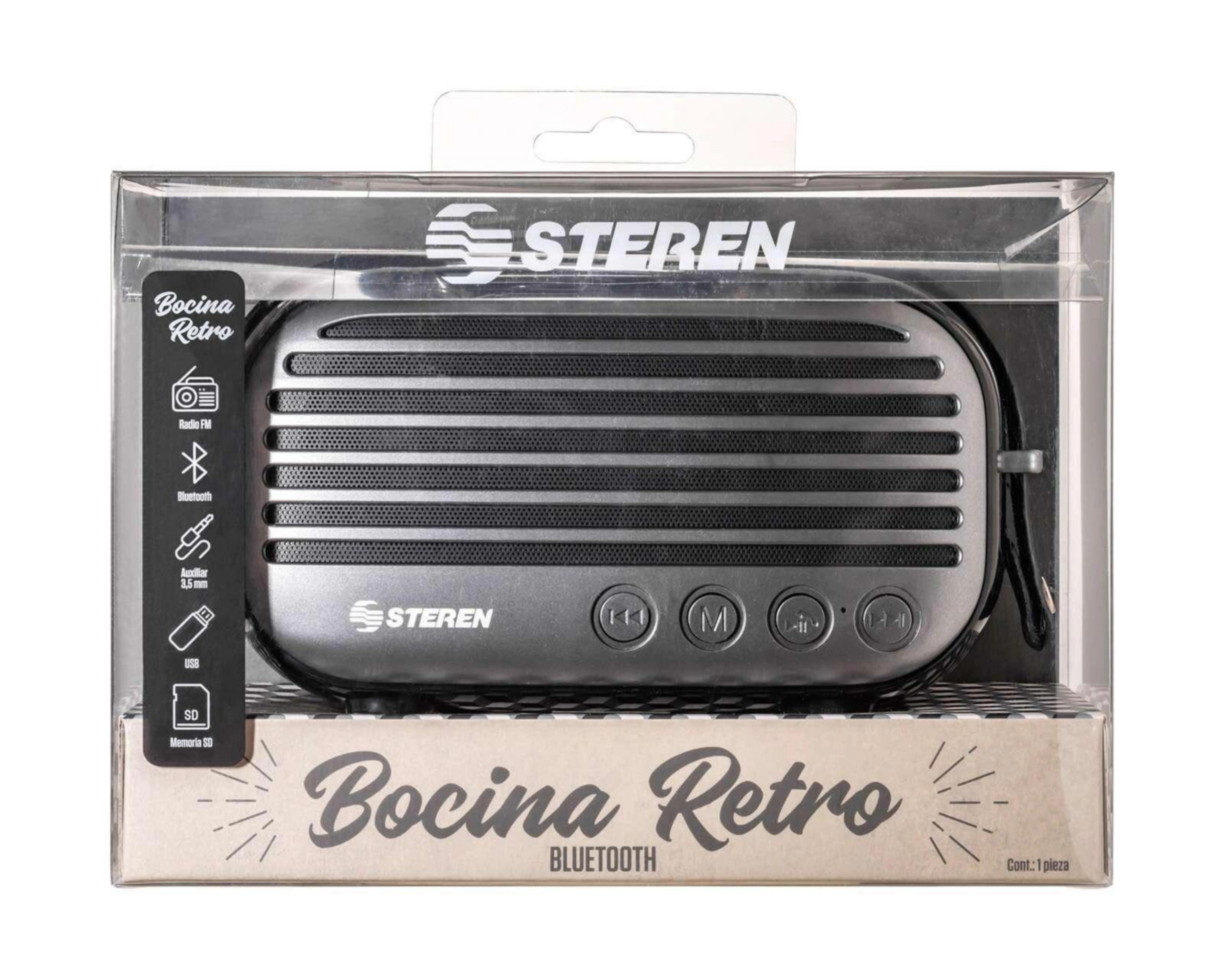 Foto 5 pulgar | Bocina Bluetooth Portátil Steren BOC-079BTN con Radio FM