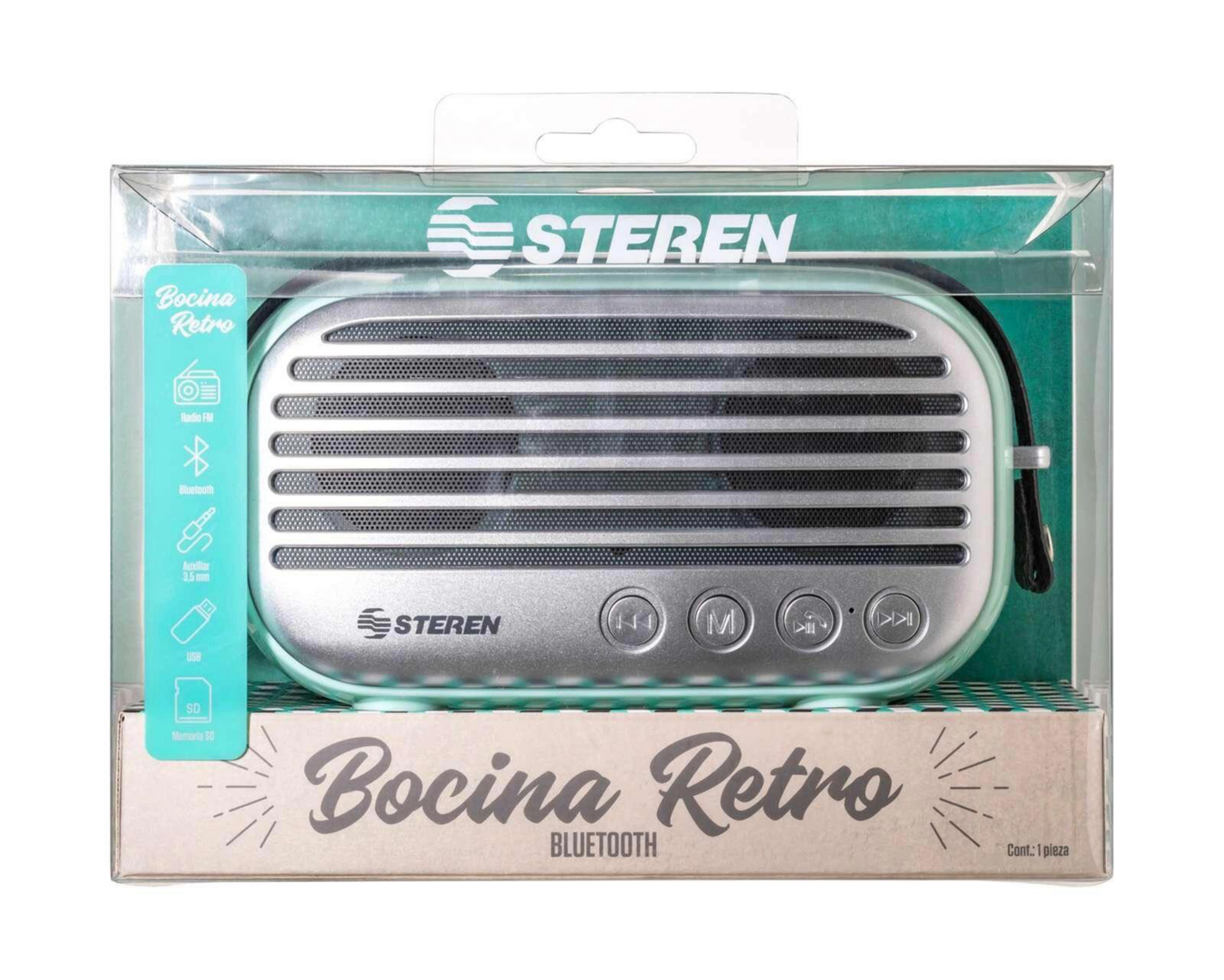 Foto 5 pulgar | Bocina Bluetooth Portátil Steren BOC-079BTV con Radio FM