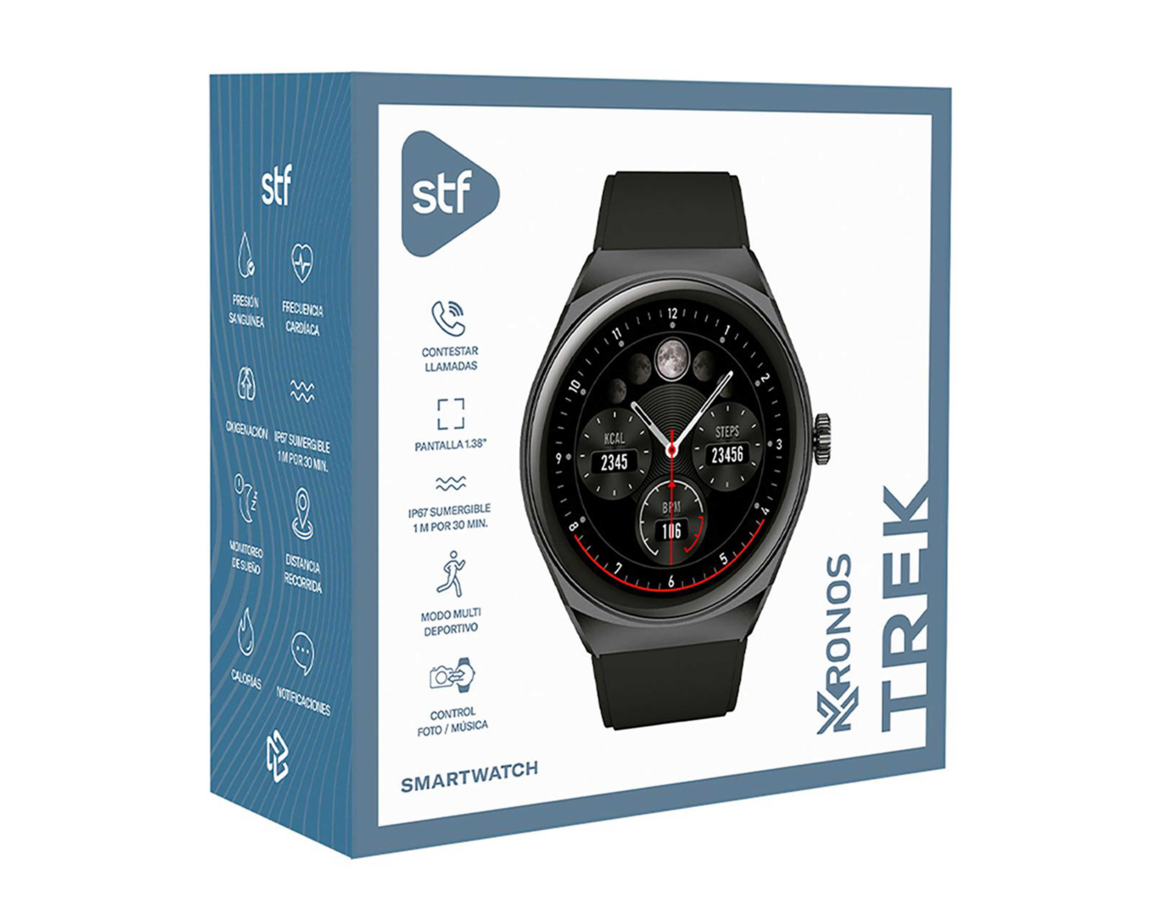 Foto 9 pulgar | Smartwatch STF Kronos Trek Negro