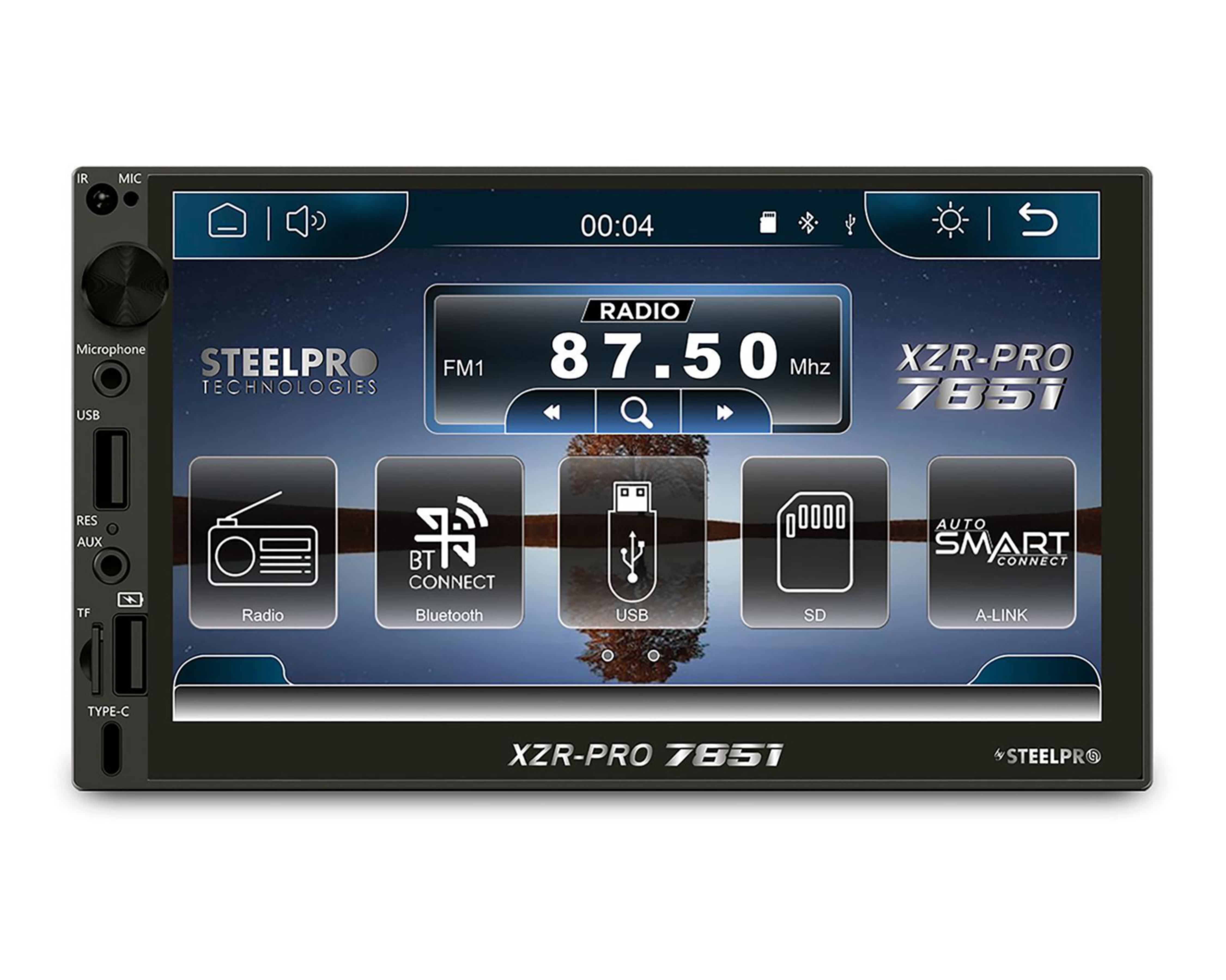 Foto 3 pulgar | Autoestereo Steelpro Multimedia XZR PRO 7851 de 7" Bluetooth Negro