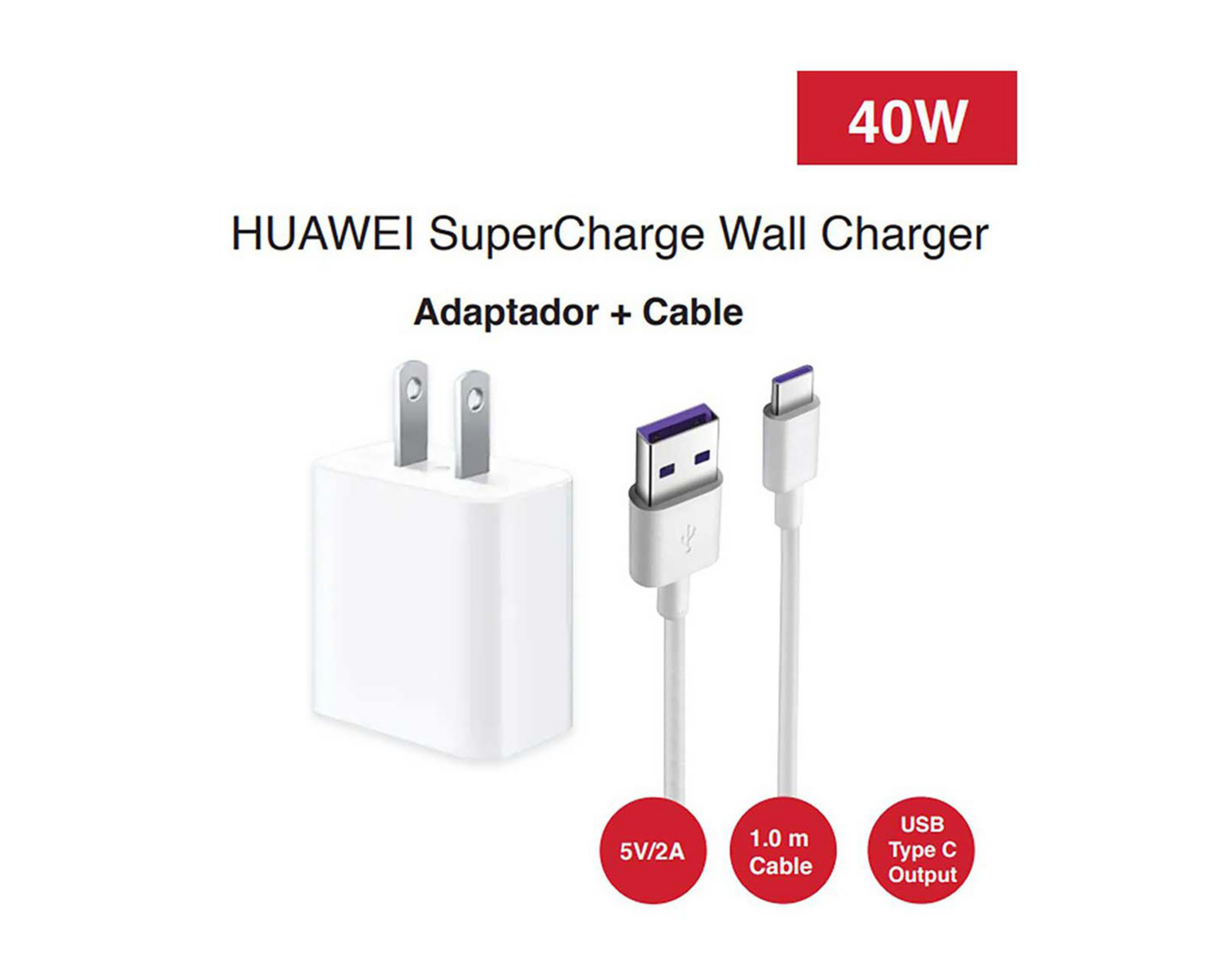 Foto 3 | Cargador Huawei Tipo C - USB 40 W