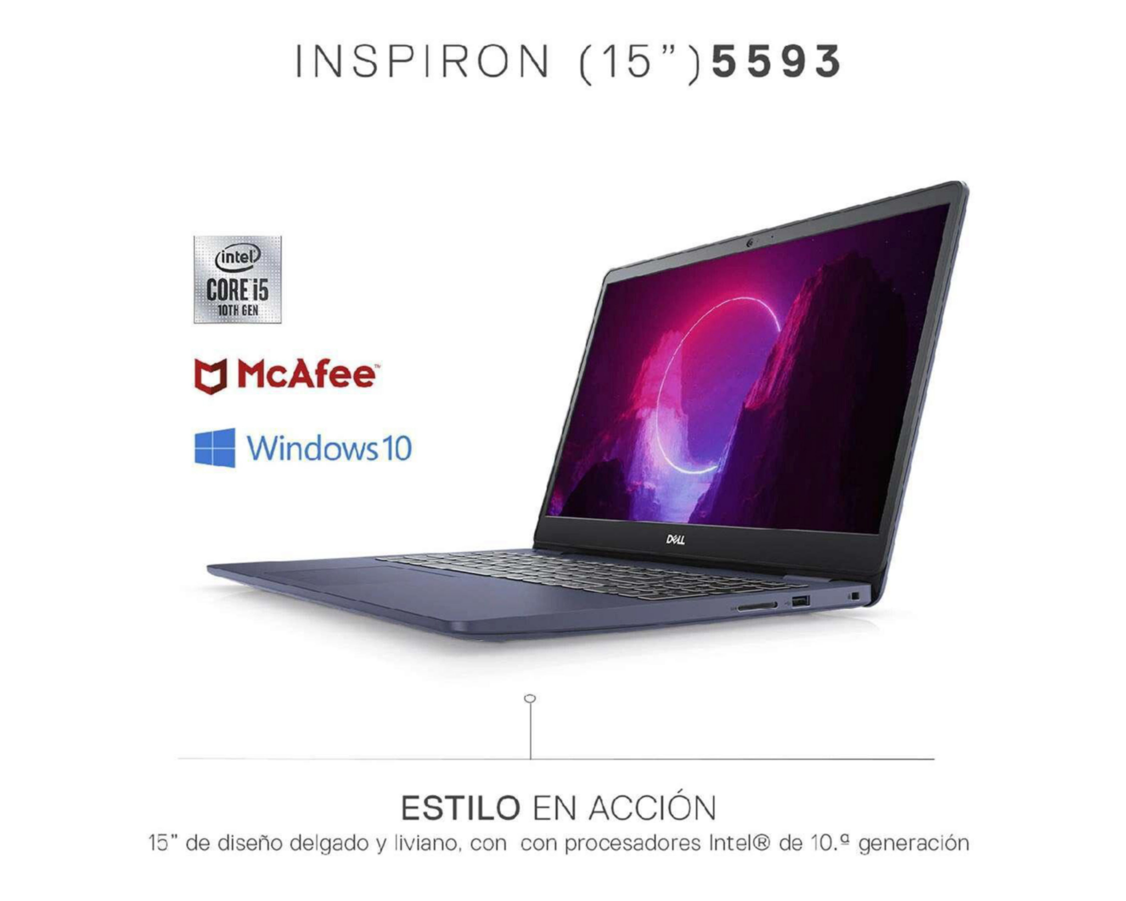 Foto 3 pulgar | Laptop Dell Inspiron 15 5593 de 15.6" Intel Core i5 8 GB RAM de 256 GB SSD Azul