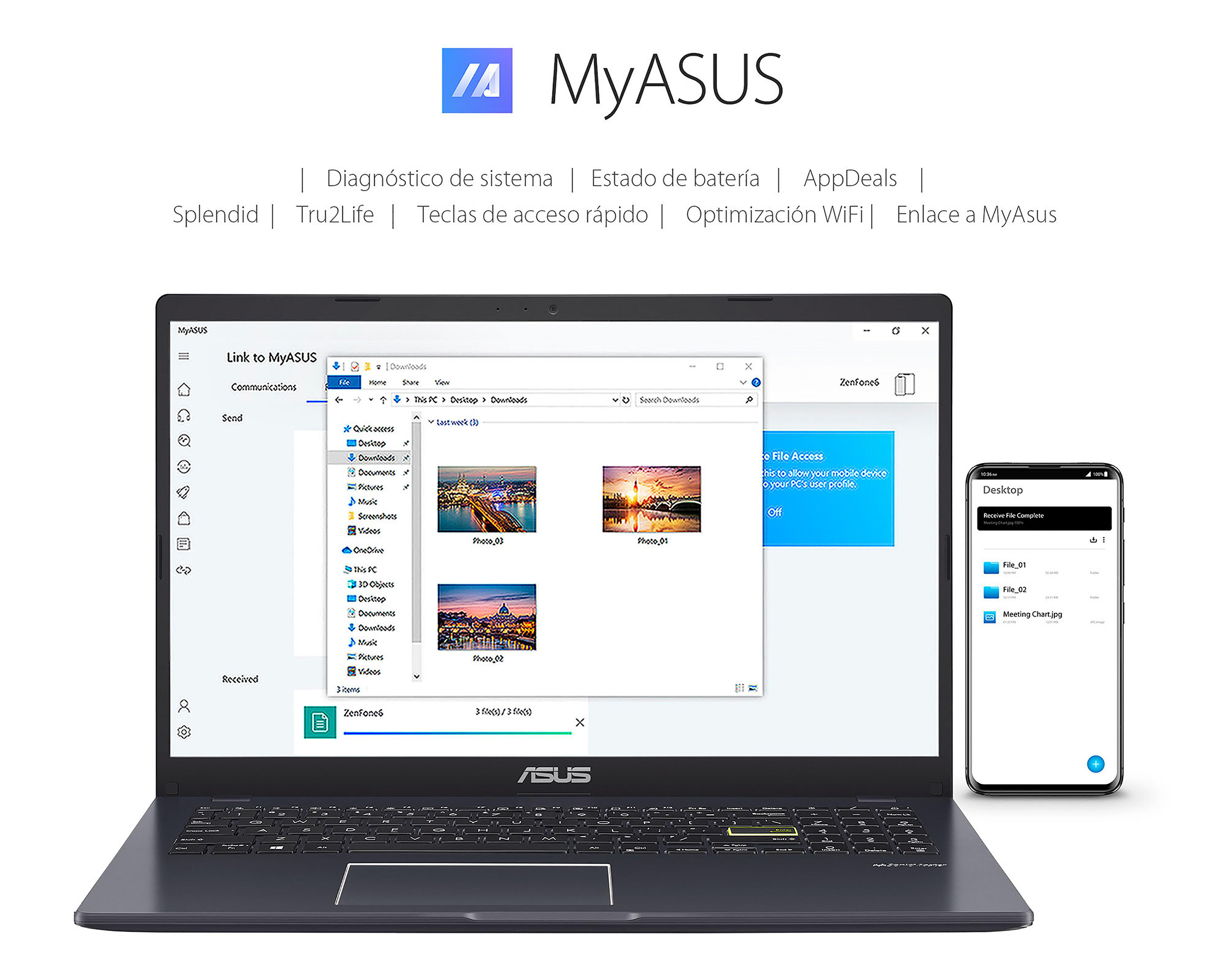 Foto 8 | Laptop Asus E510KA-BR760W 15.6" Intel Celeron 4 GB RAM eMMC 128 GB Azul + Maletín