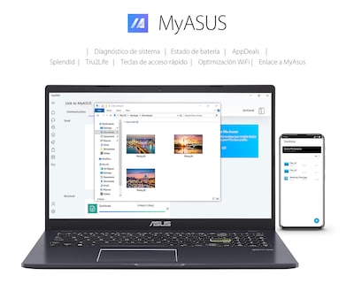 Foto 8 | Laptop Asus E510KA-BR760W 15.6" Intel Celeron 4 GB RAM eMMC 128 GB Azul + Maletín