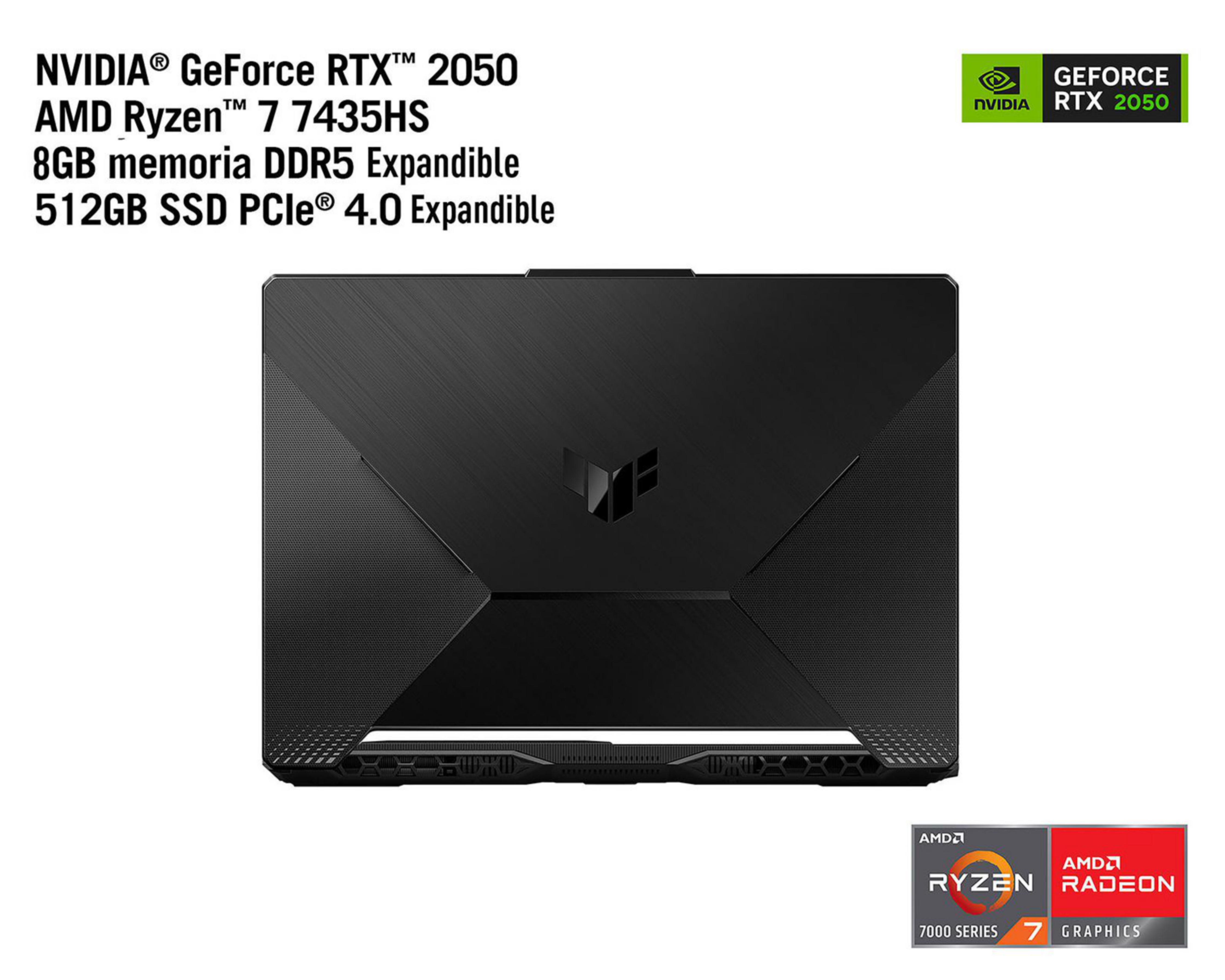 Foto 8 | Laptop Gamer Asus 15.6" Ryzen 7 Nvidia GeForce RTX 2050 8 GB RAM 512 SSD Negro