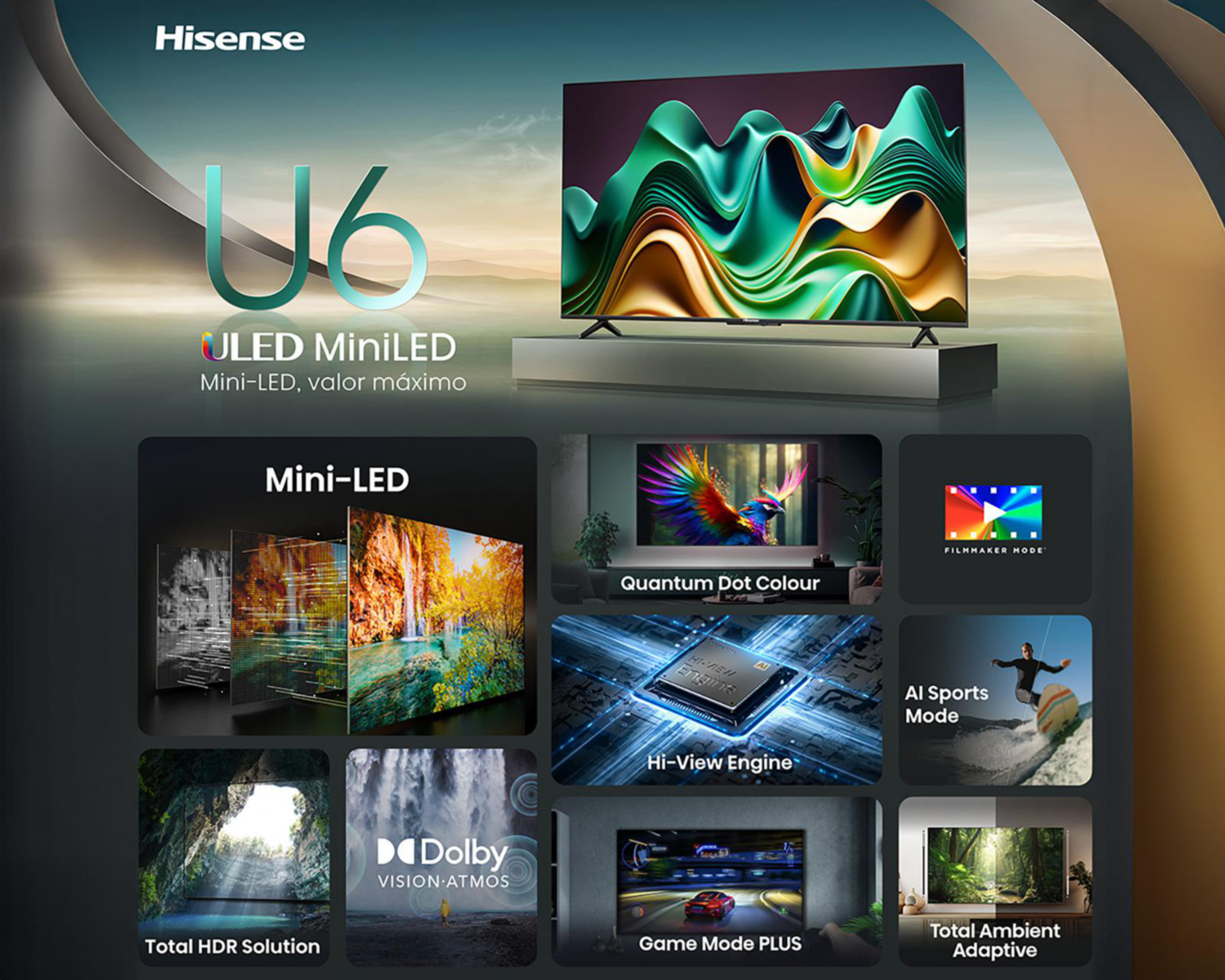 Foto 7 pulgar | Pantalla Smart TV Hisense ULED 4K 55 Pulgadas 55U6N