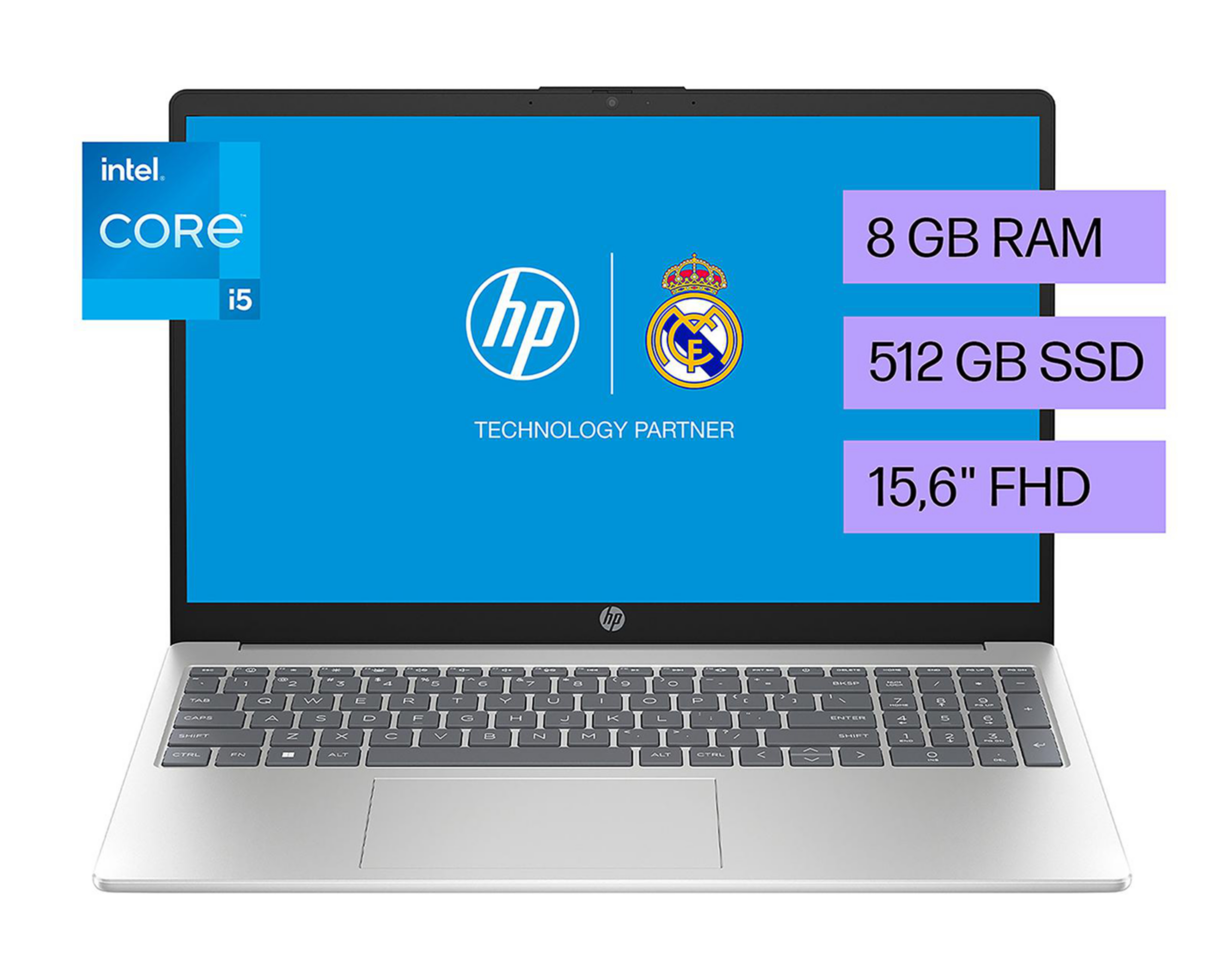 Foto 2 pulgar | Laptop HP 15-FD0058lA 15.6 Pulgadas Windows 11 Core i5 8 GB 512 GB SSD Plateada