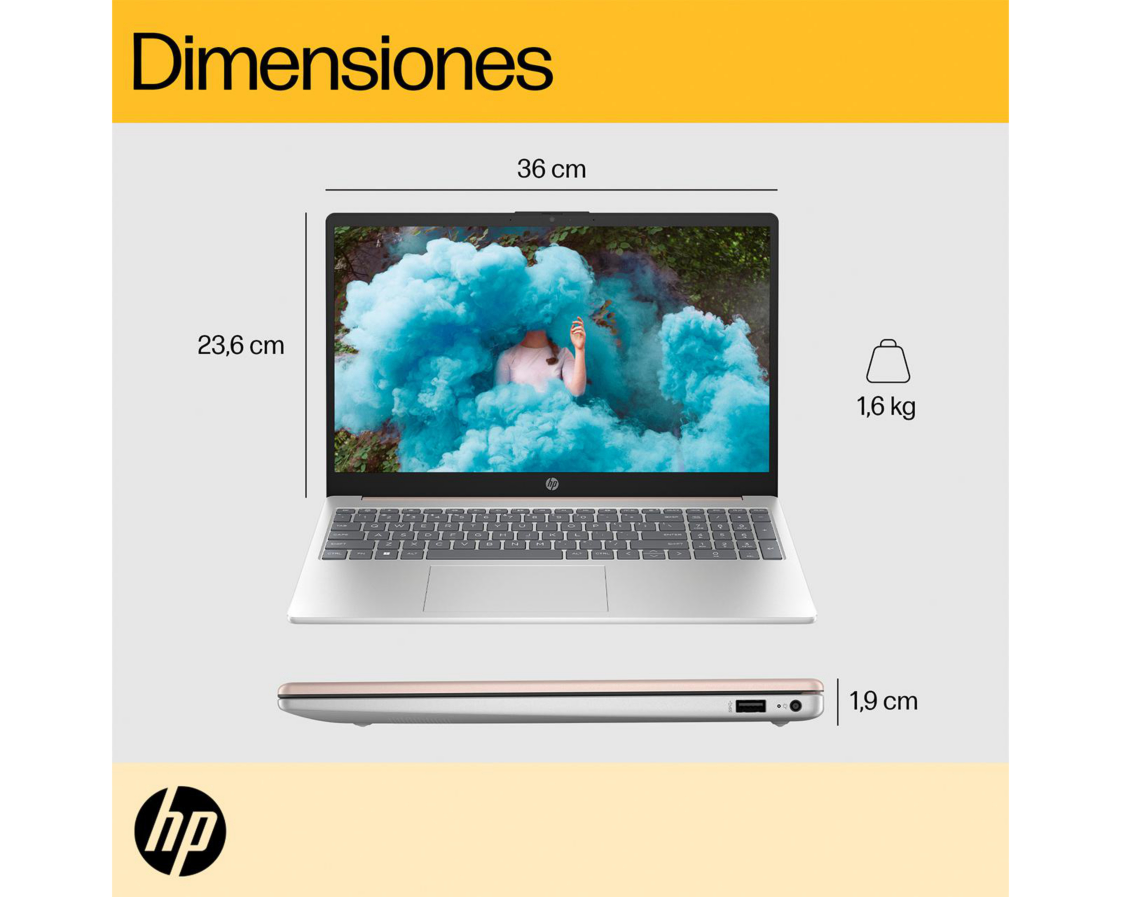 Foto 11 pulgar | Laptop HP 15-fc0068la 15.6 Pulgadas Windows 11 AMD Ryzen 3 8 GB RAM 512 GB SSD Oro Rosa